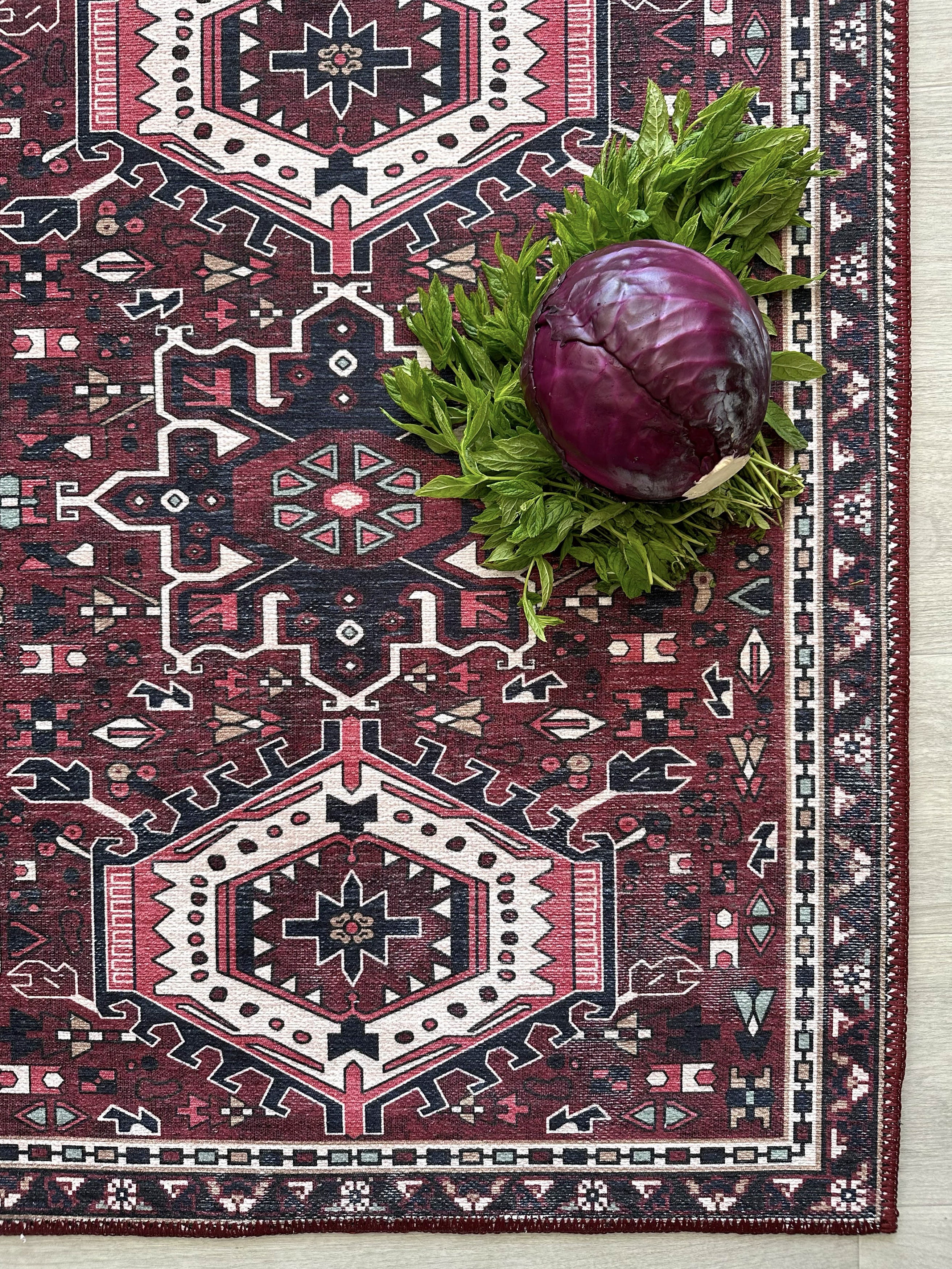 Elodie Red Burgundy Heriz Persian Rug