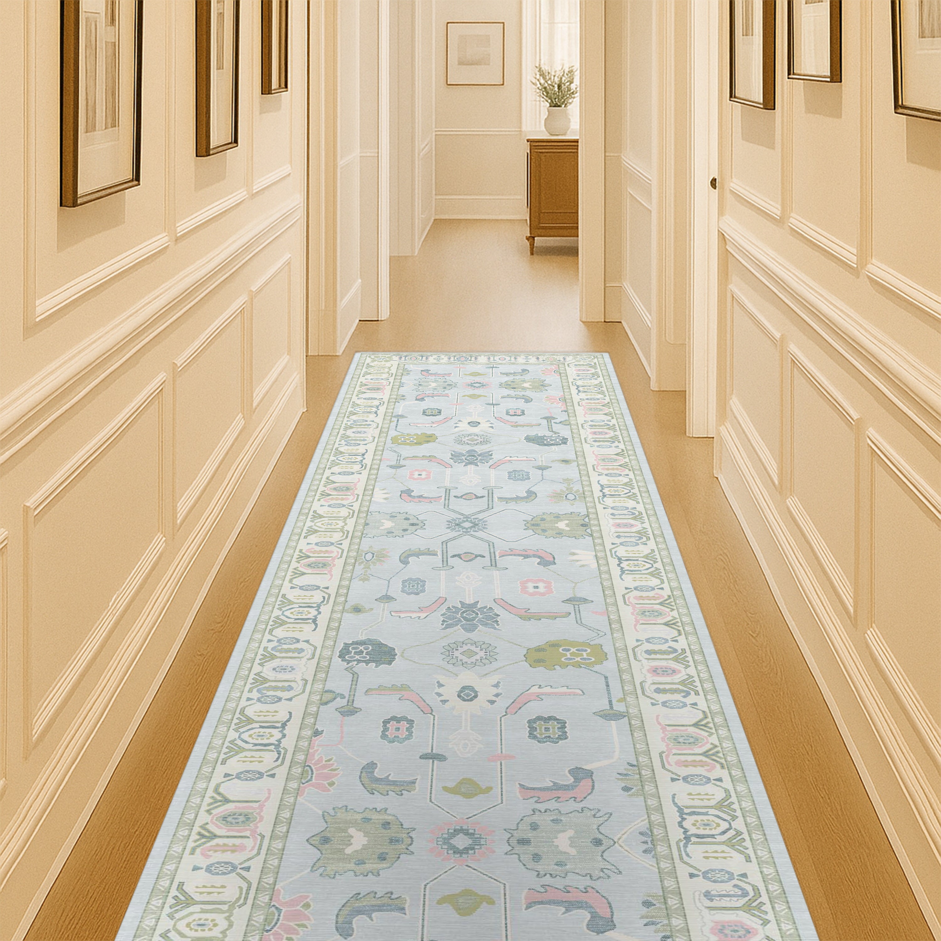 Corinne Pastel Blue Cream Modern Oushak Rug