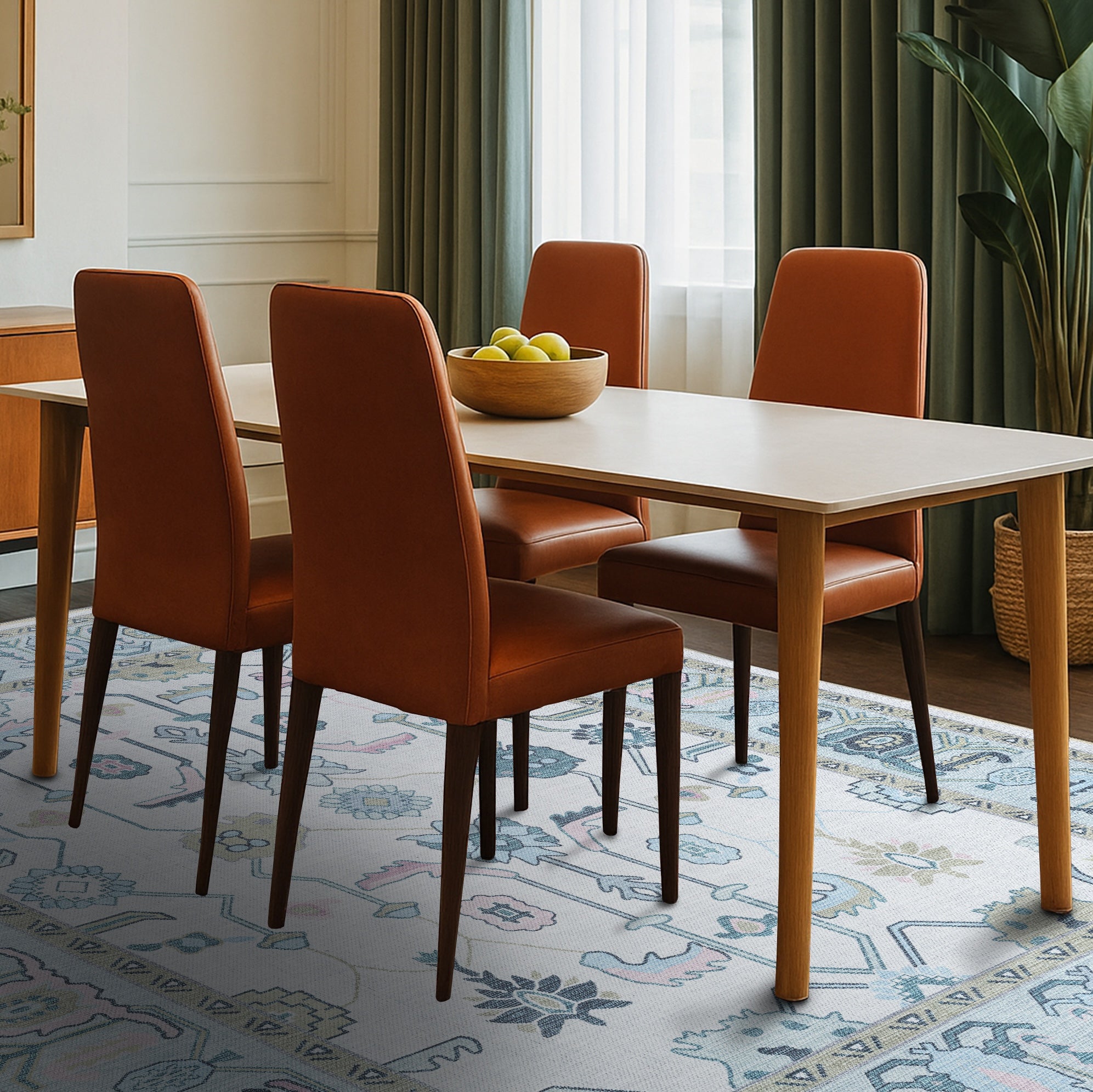 Wafiya Cream Green Modern Oushak Rug