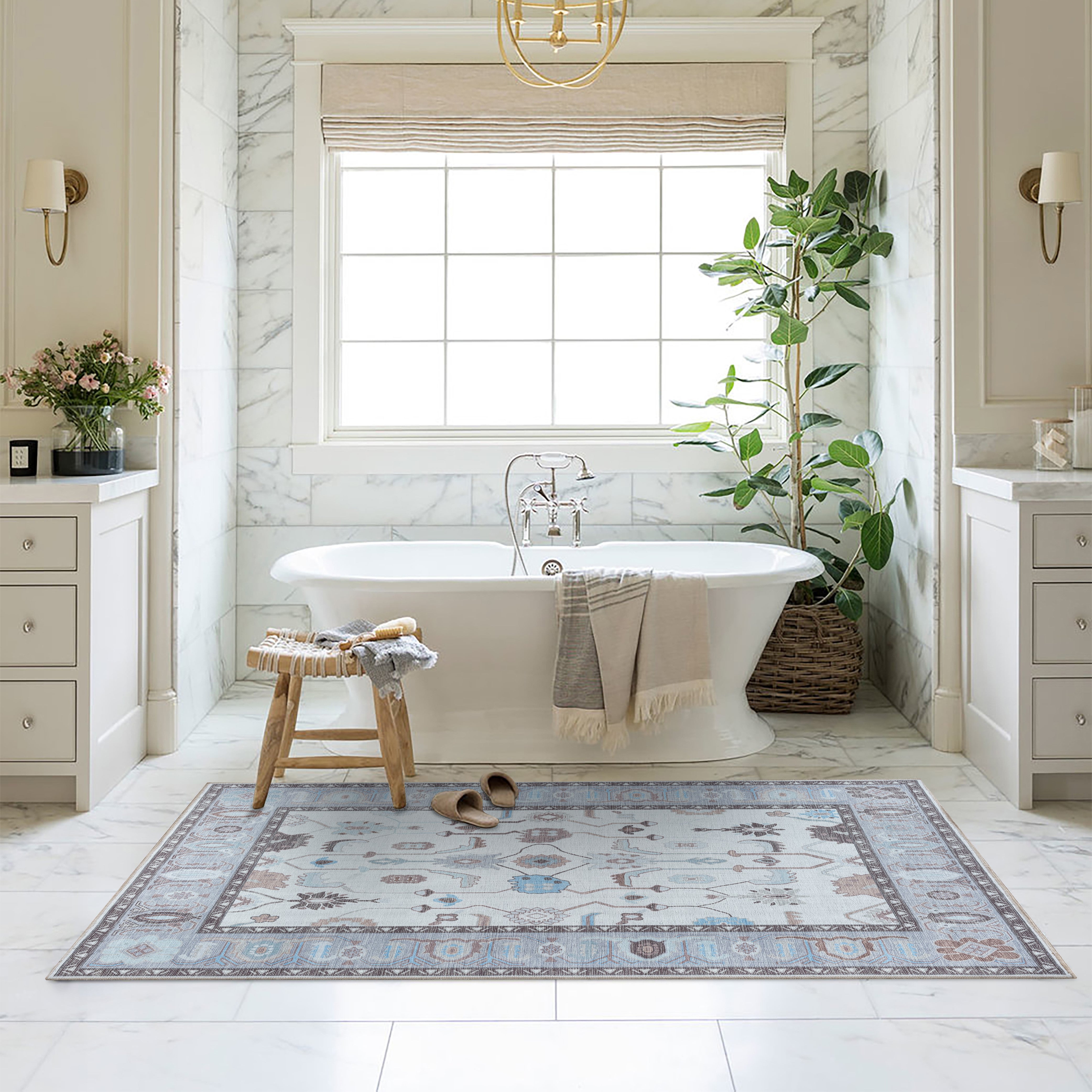 Midha White Gray Brown Modern Oushak Rug