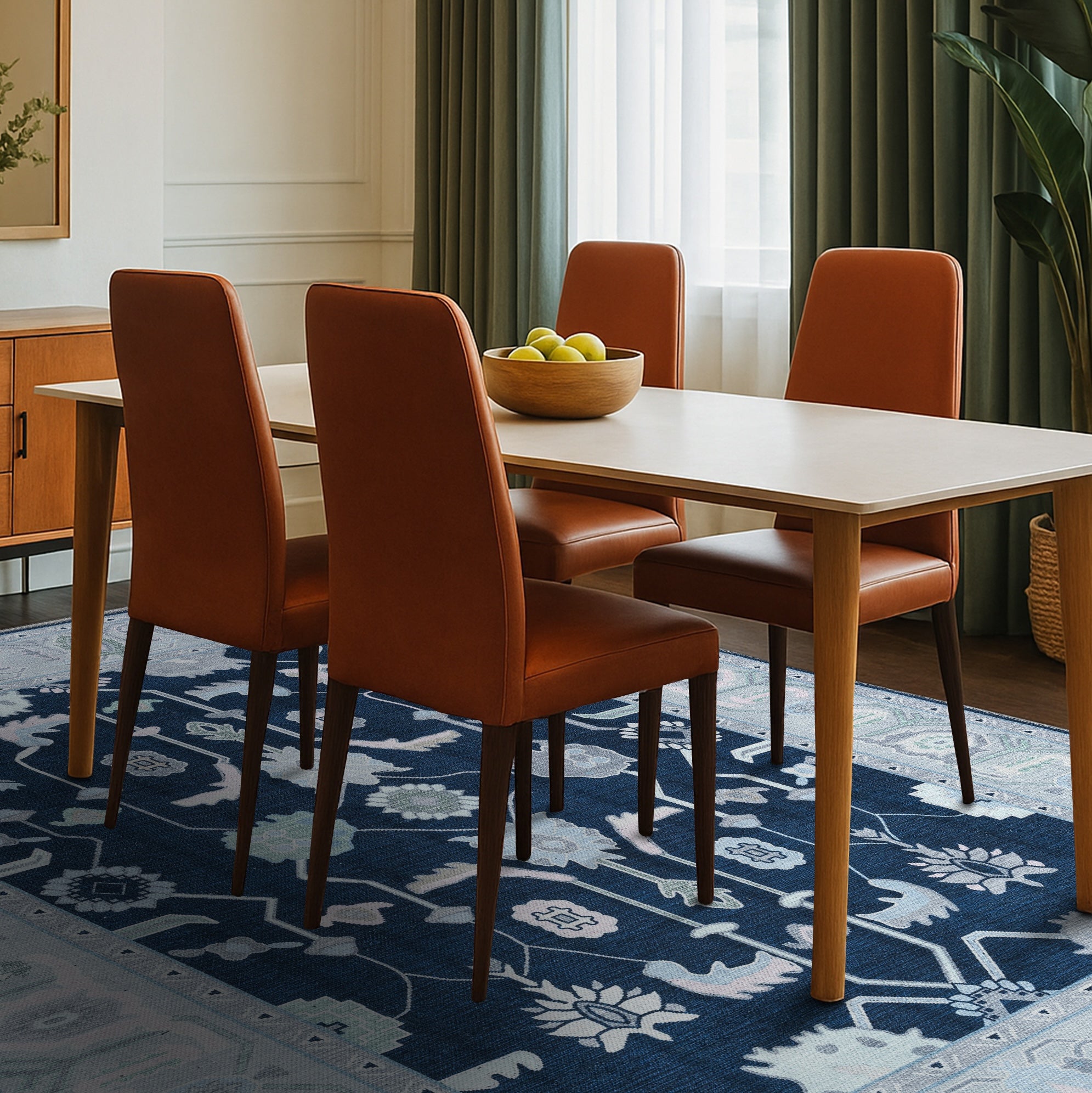 Nurul Navy Blue Modern Oushak Rug