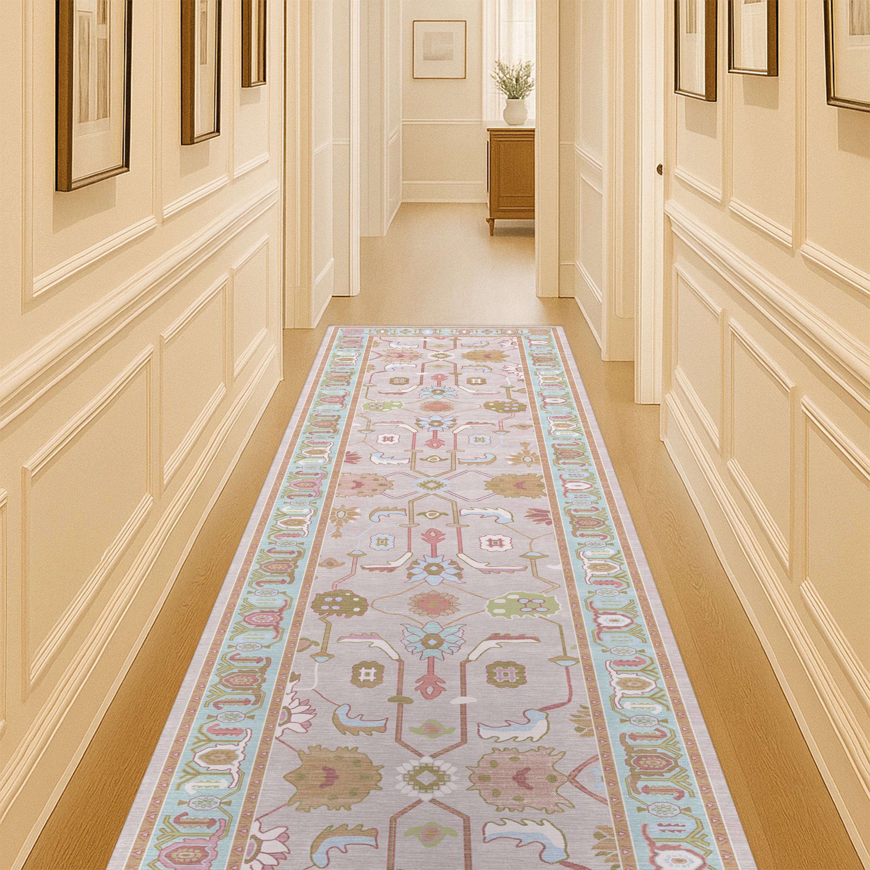 Joelle Pink Blue Modern Oushak Rug