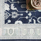 Oushak Rug, Navy Blue Turkish Vintage style Floral Pastel Large Oversized Area Rugs for Living room Dining Bedroom Kitchen Bathroom