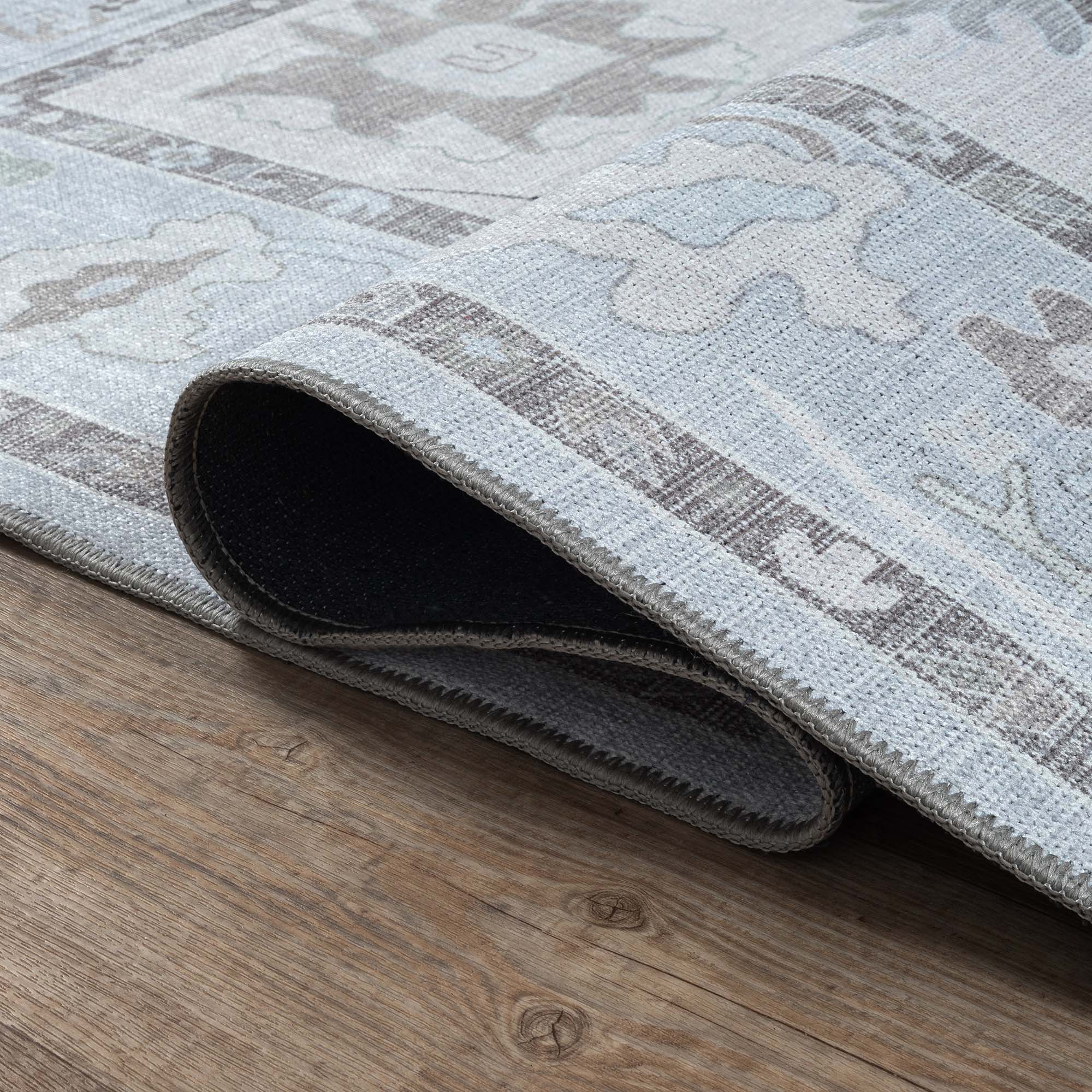 Vira Pastel Cream Beige Floral Modern Oushak Rug