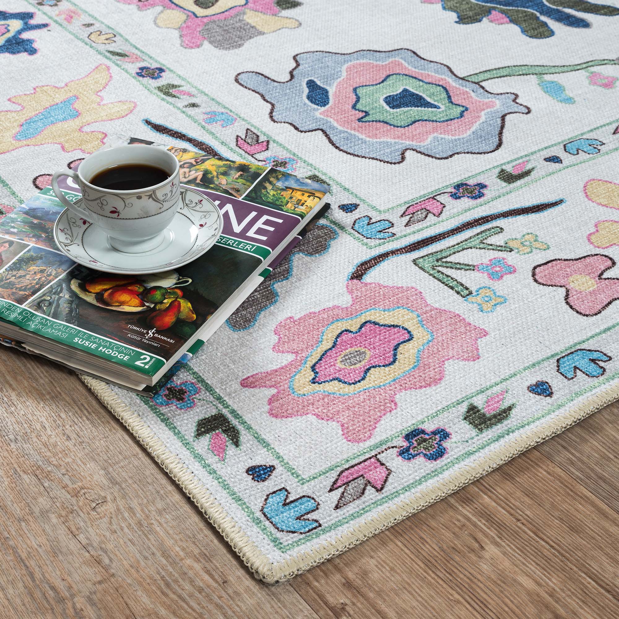 Sawsan Pastel Colorful Floral Modern Oushak Rug