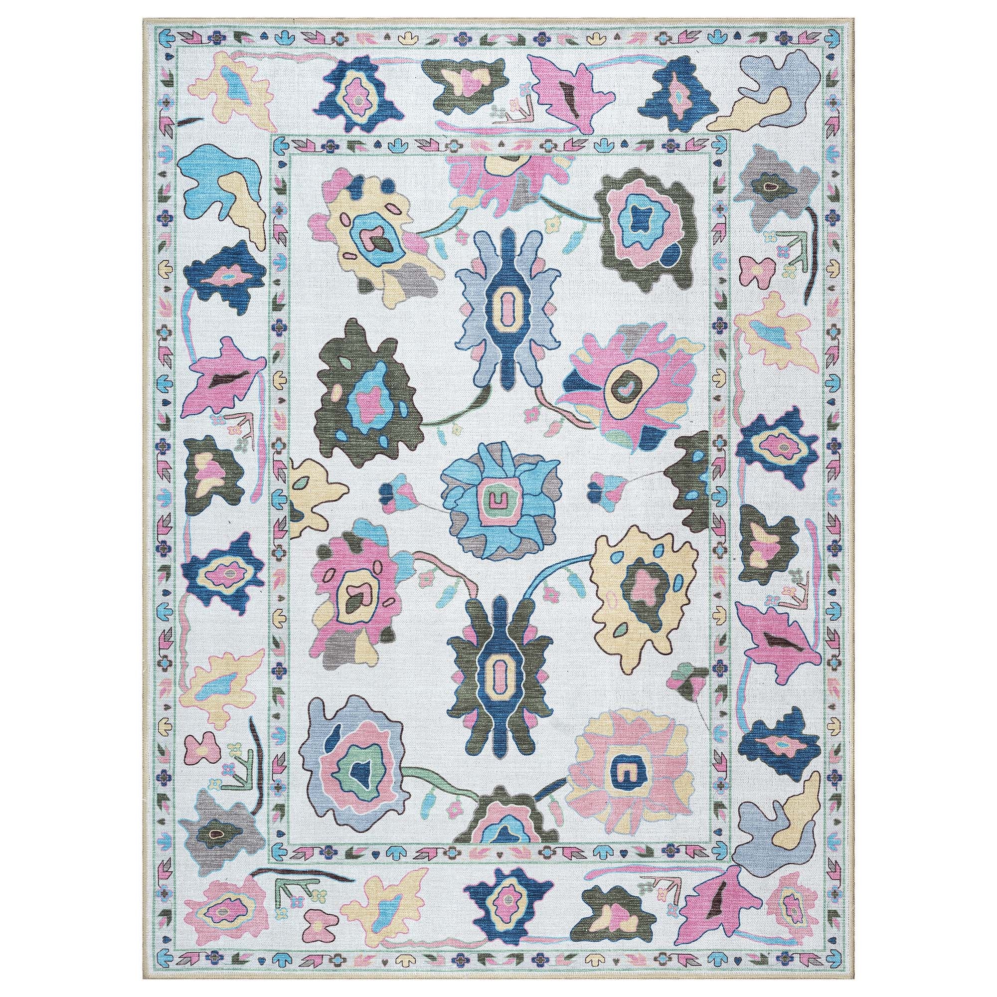 Sawsan Pastel Colorful Floral Modern Oushak Rug