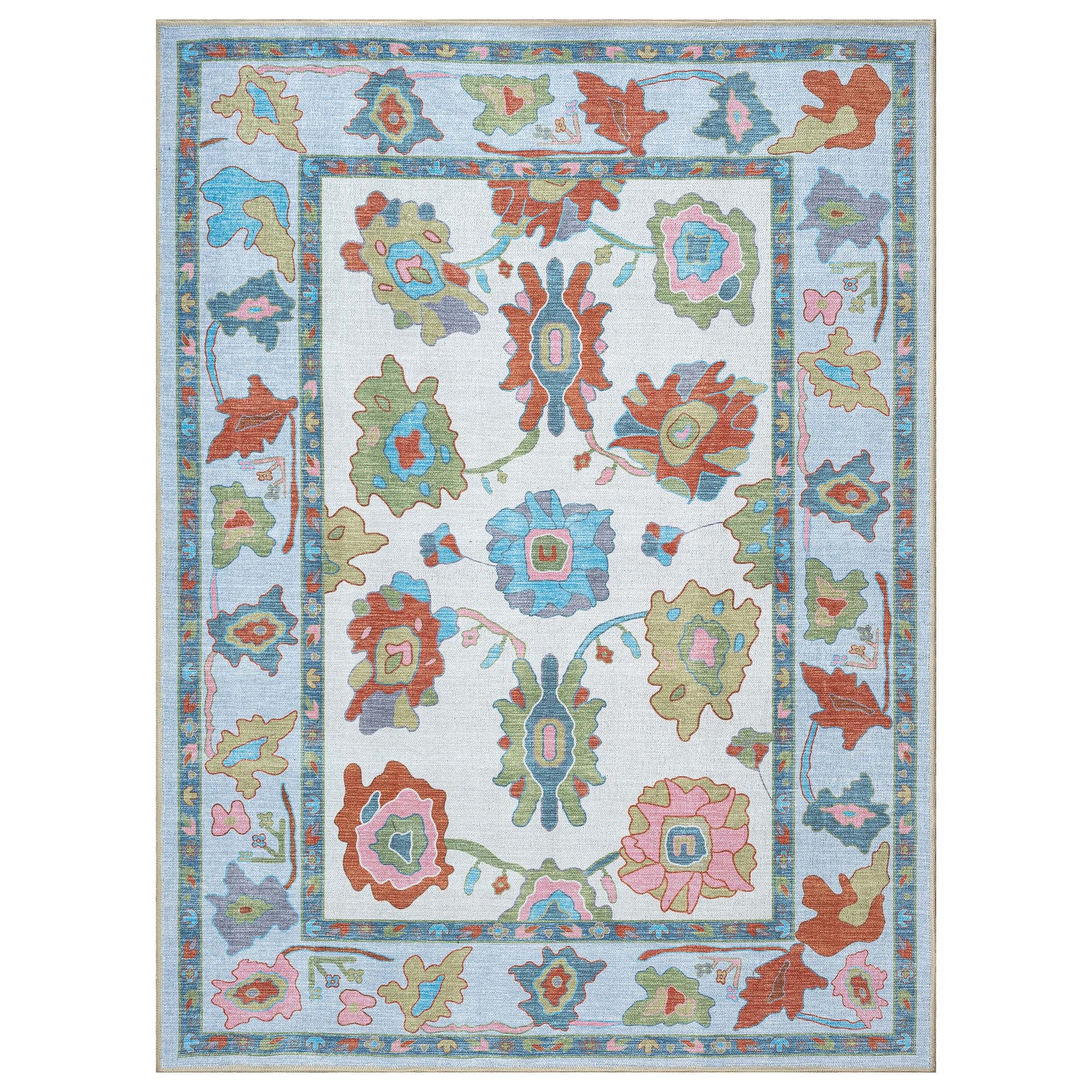 Sayyida Colorful Floral Pastel Modern Oushak Rug