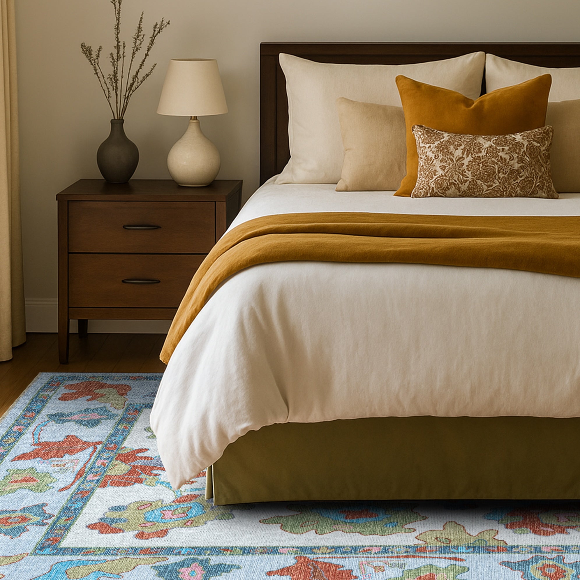 Sayyida Colorful Floral Pastel Modern Oushak Rug