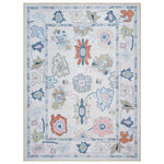 Mary Rose White Pastel Colorful Floral Oushak Rug