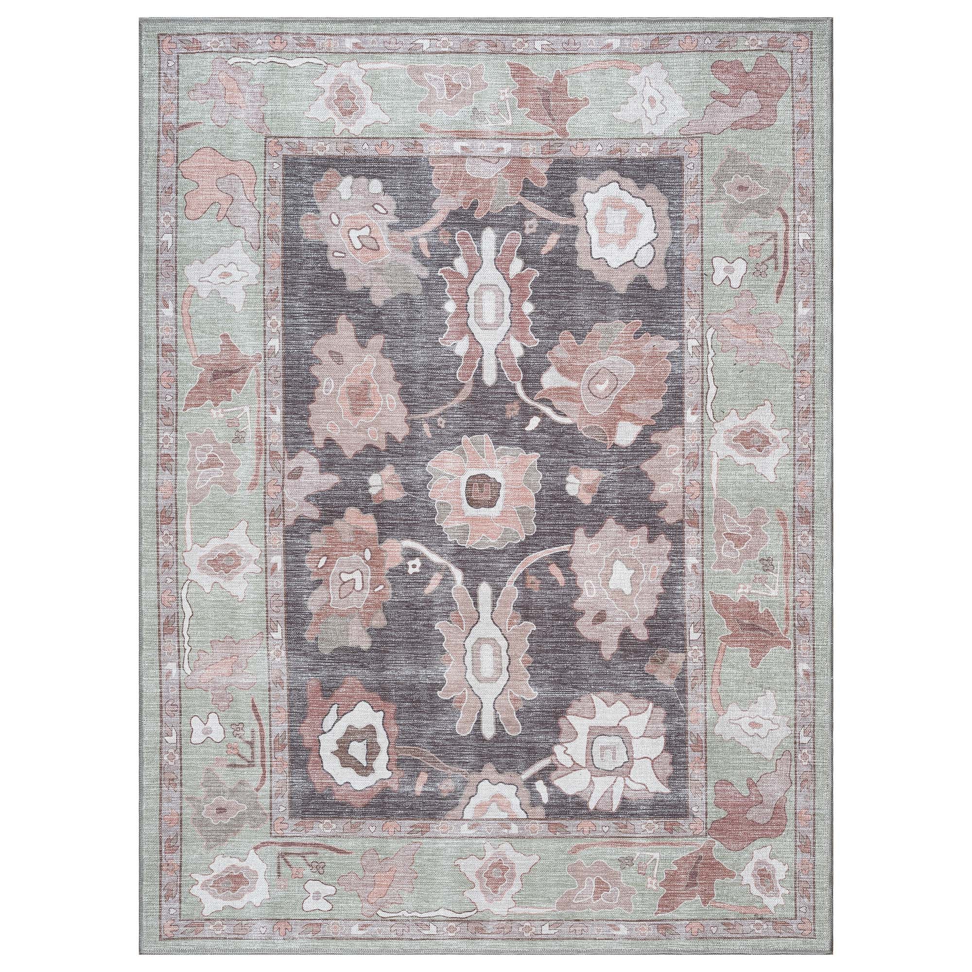 Rajiya Earth Tones Floral Modern Oushak Rug