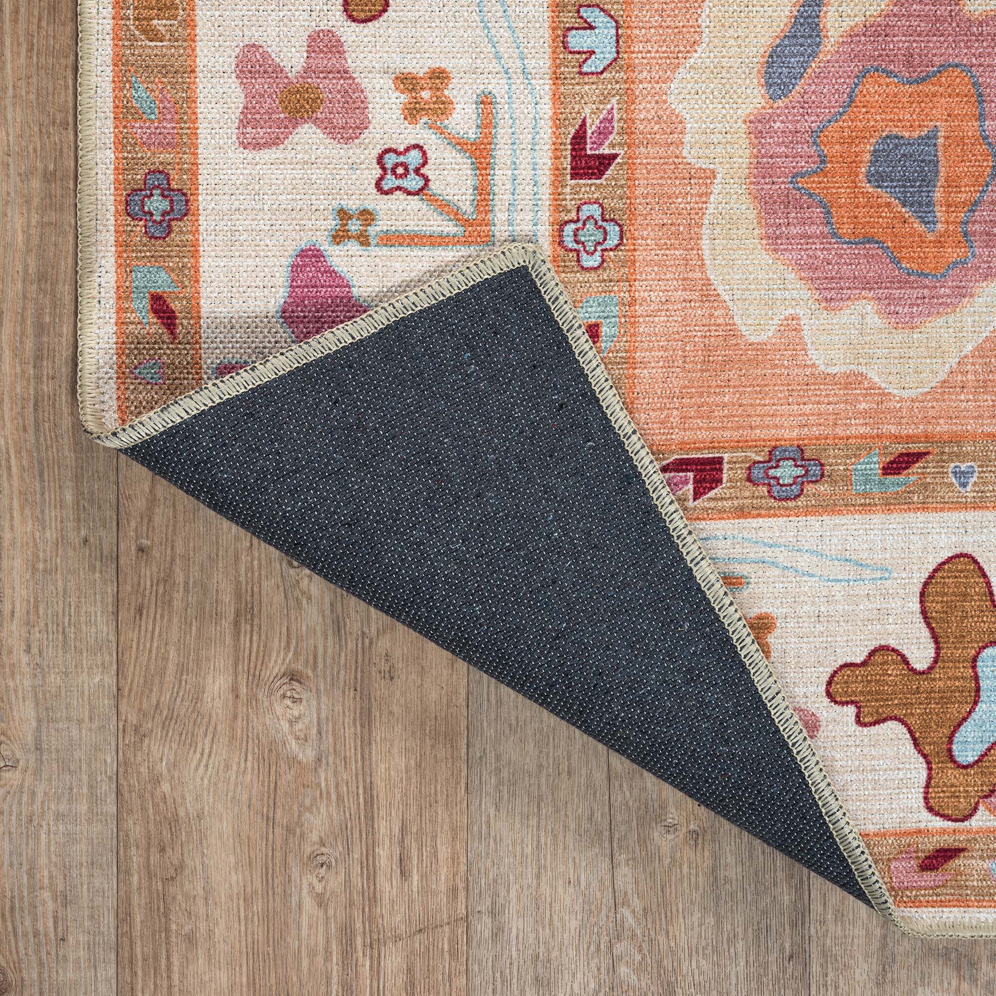 Soren Pastel Orange Floral Modern Oushak Rug