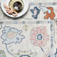 White Oushak Rug, Vintage Turkish Floral Pastel Large Oversized Area Rugs for Living room Dining Bedroom Kitchen Bathroom