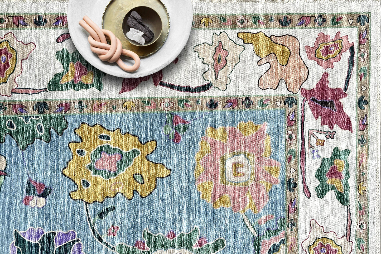 Oushak Rug, Colorful Vintage Turkish Eclectic Floral Pastel Large Oversized Area Rugs for Living room Bedroom Kitchen Bathroom Kids