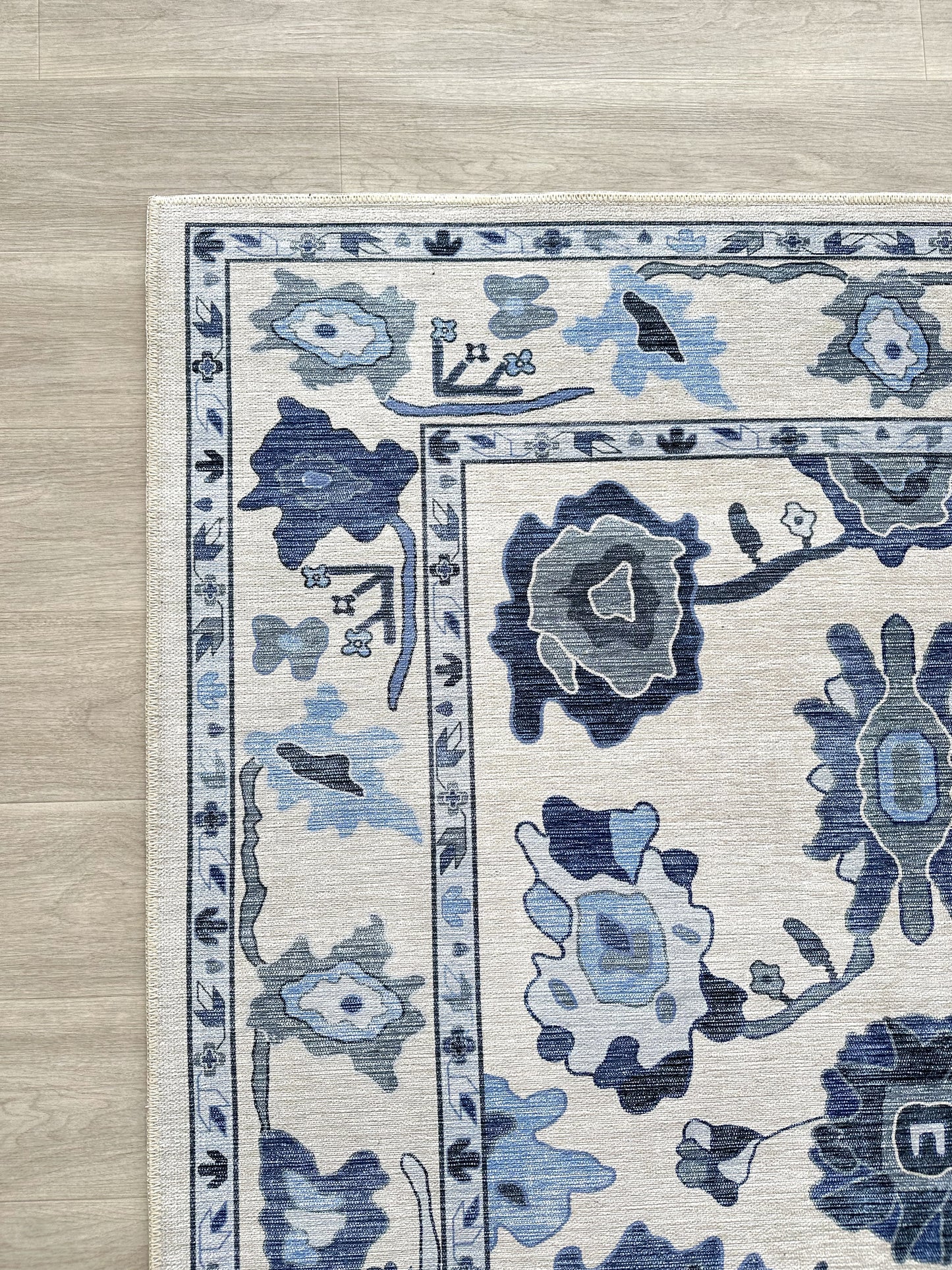 Oushak Rug, Navy Blue Vintage Turkish Floral Pastel Large Oversized Area Rugs for Living room Dining Bedroom Kitchen Bathroom