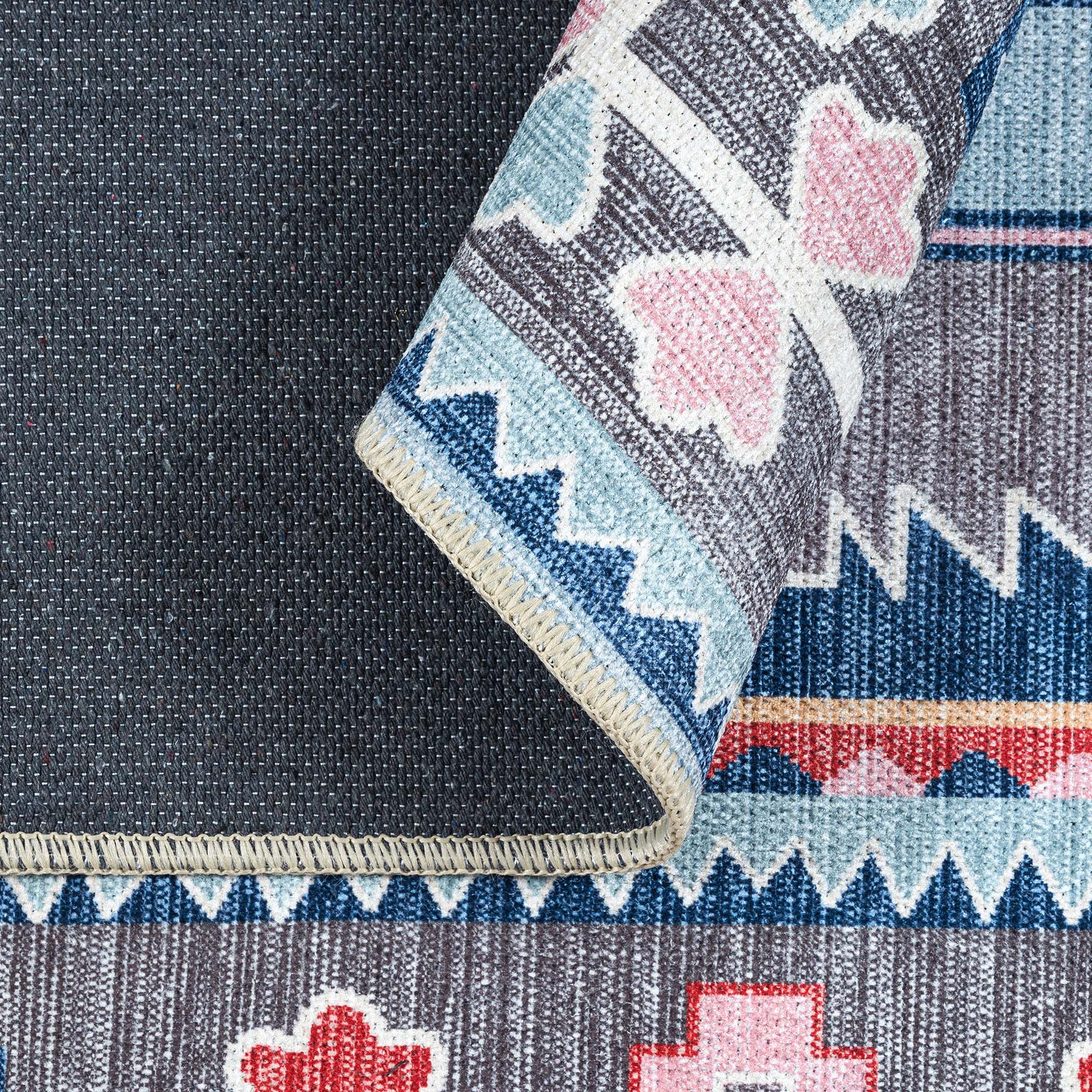 Leena Blue Colorful Aesthetic Oushak Rug