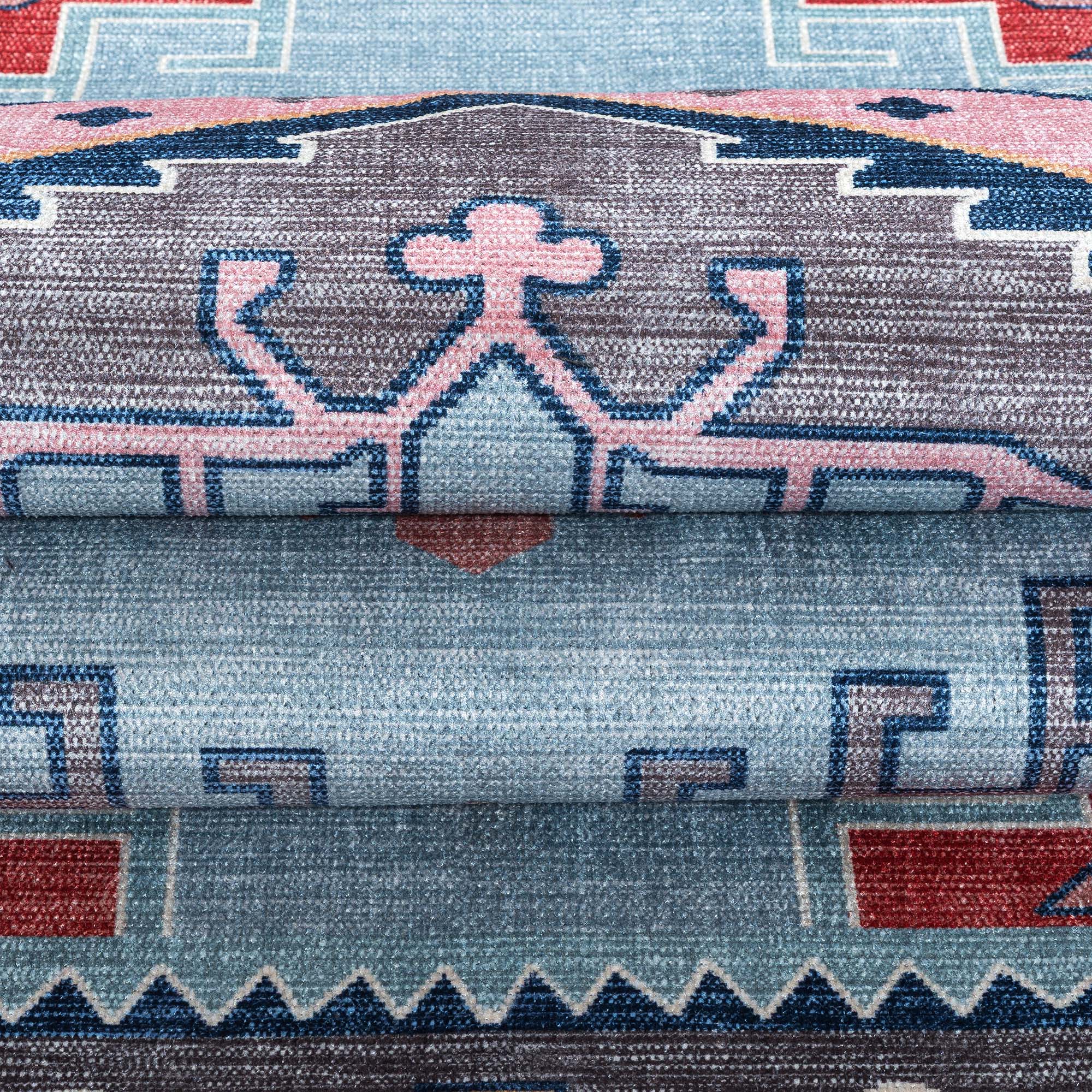 Leena Blue Colorful Aesthetic Oushak Rug