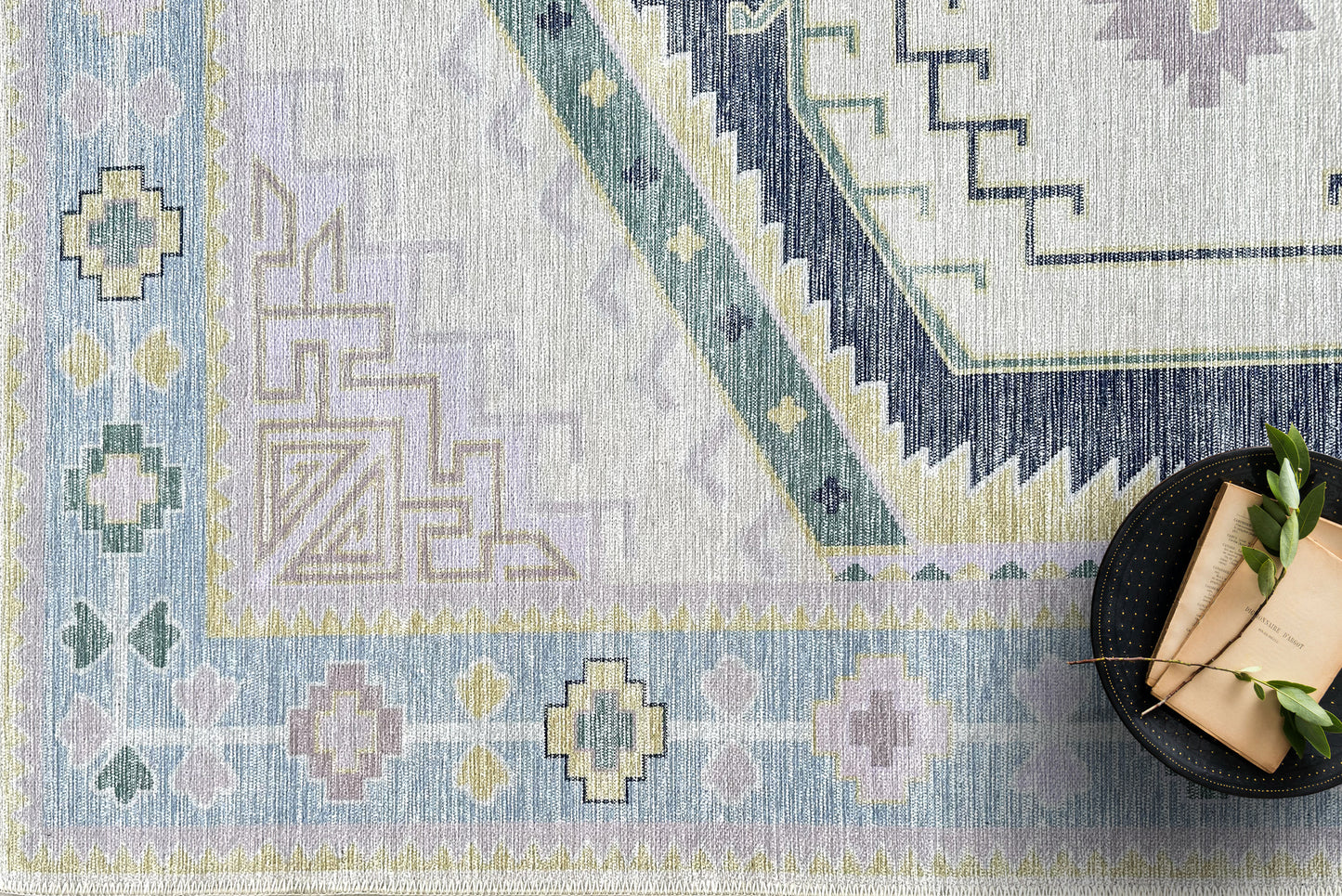 Lavender Modern Turkish Rug, Pastel Vintage Inspired Geometric Oversized Area Rugs for Luxury Home Living room Bedroom Bathroom Kitchen Kids