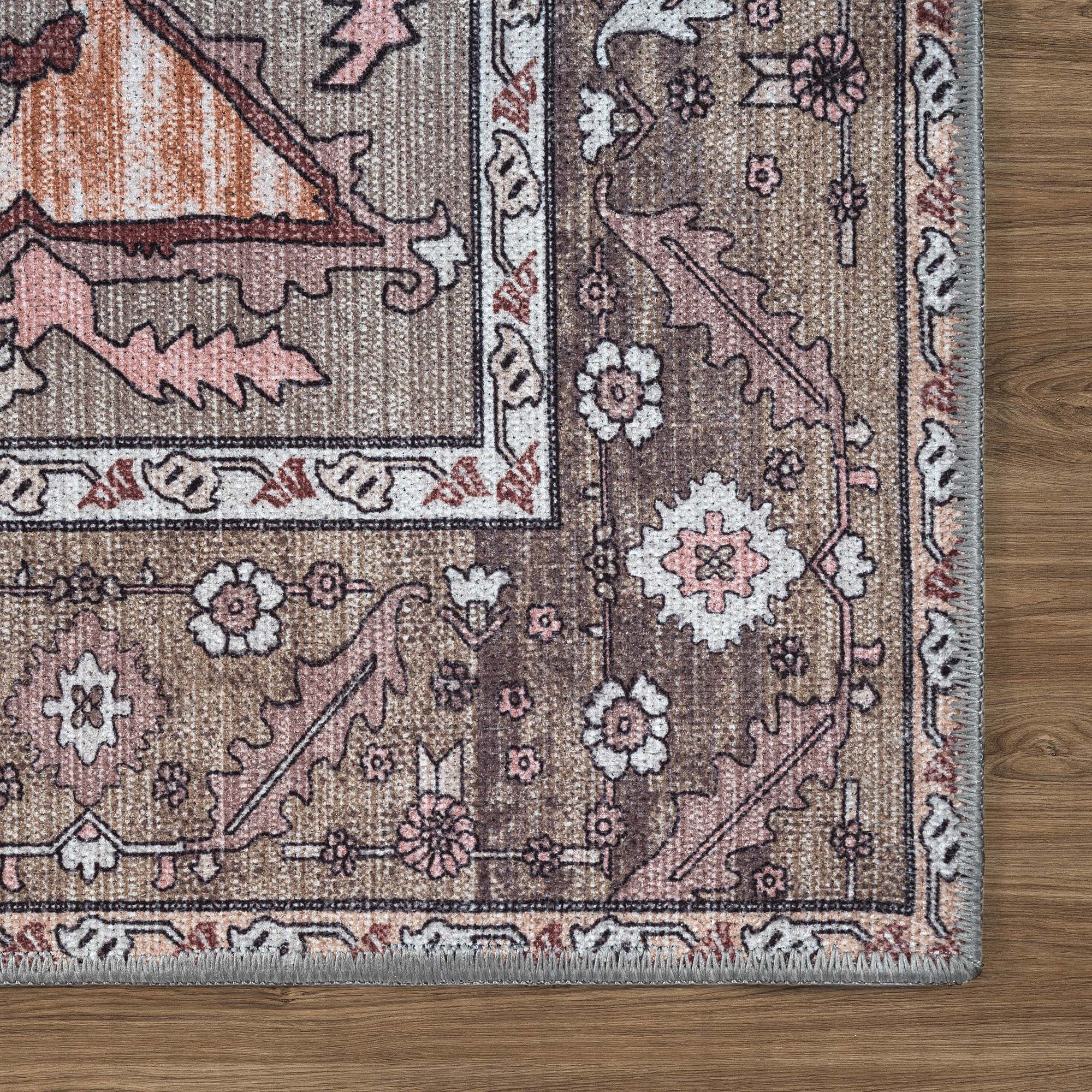 Silas Brown Terracotta Floral Modern Persian Rug