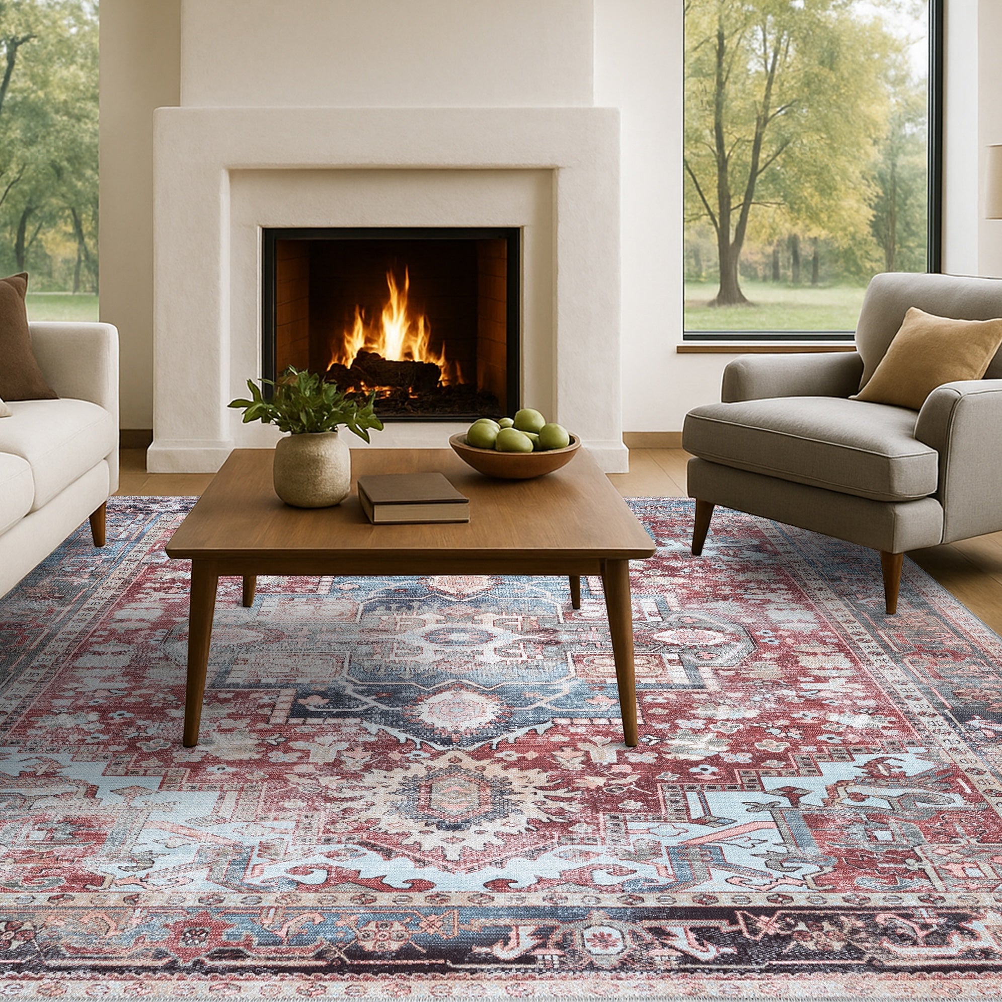 Rayan Terracotta Distressed Modern Persian Rug