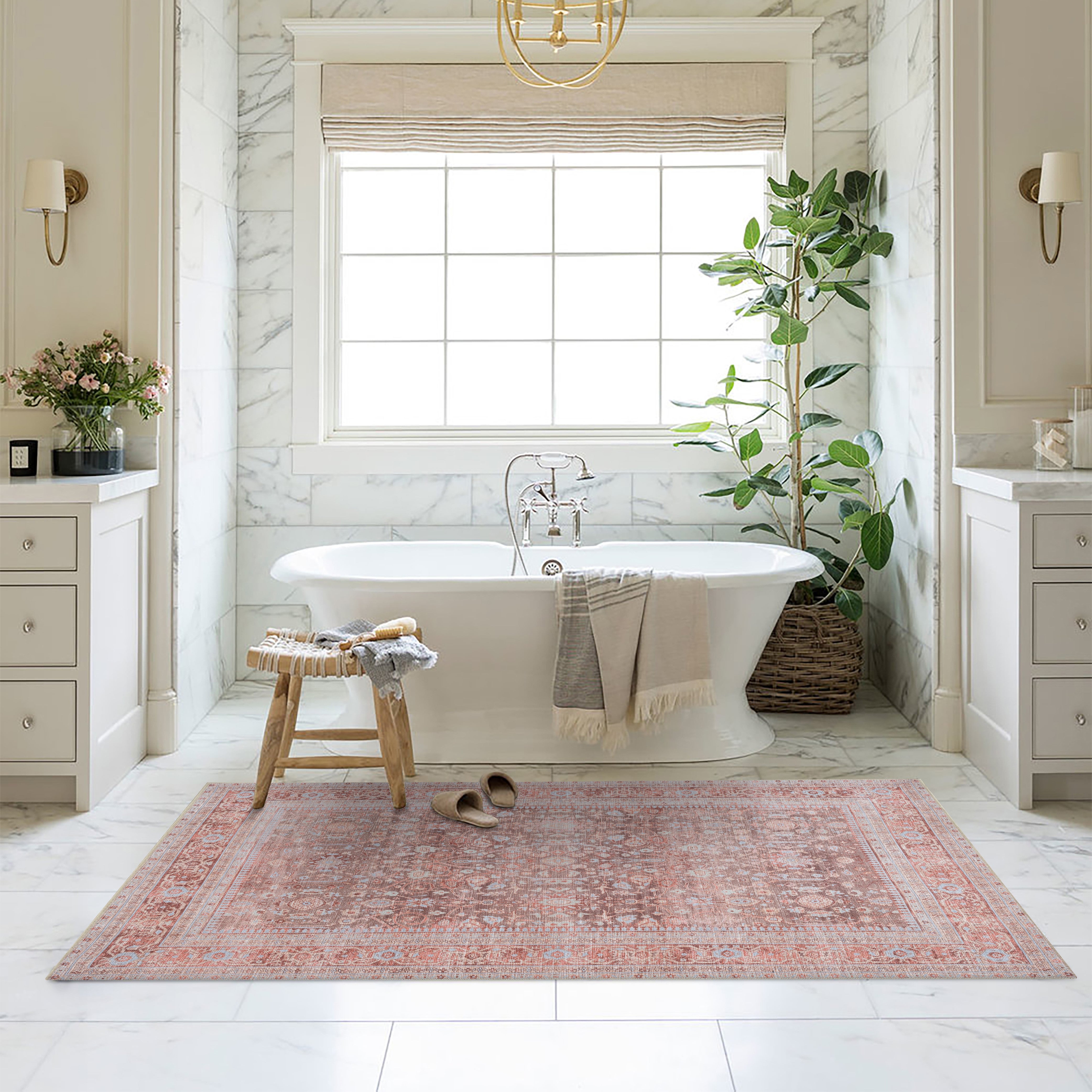 Yvonne Earth Tone Brown Distressed Persian Rug