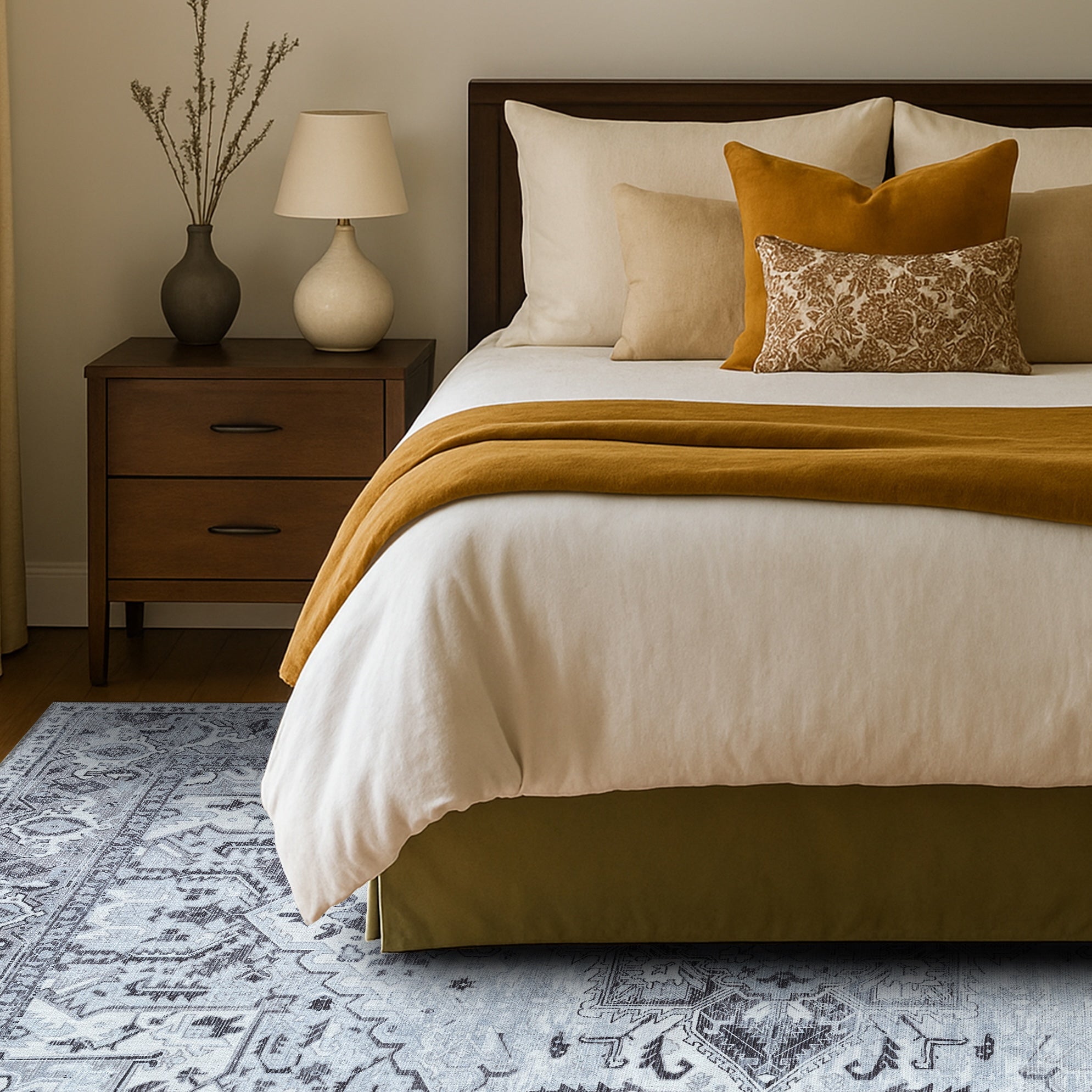 Pastel Heriz Light Gray Area Rug