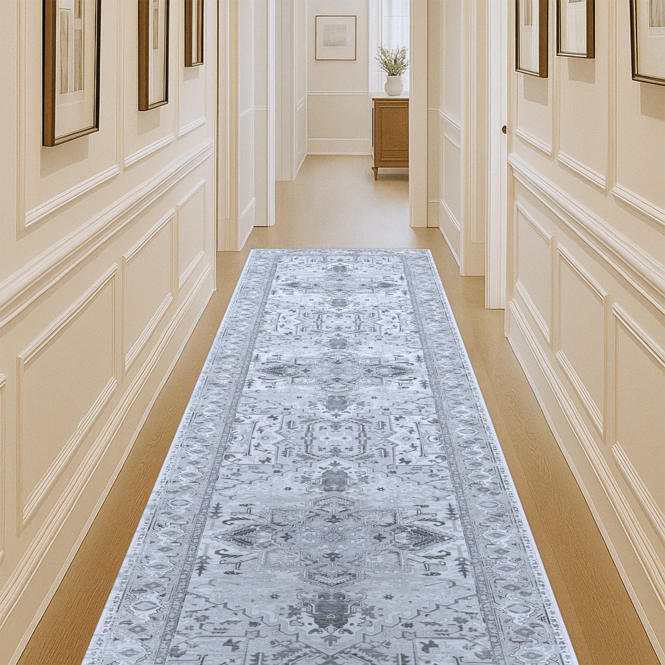 Pastel Heriz Light Gray Area Rug