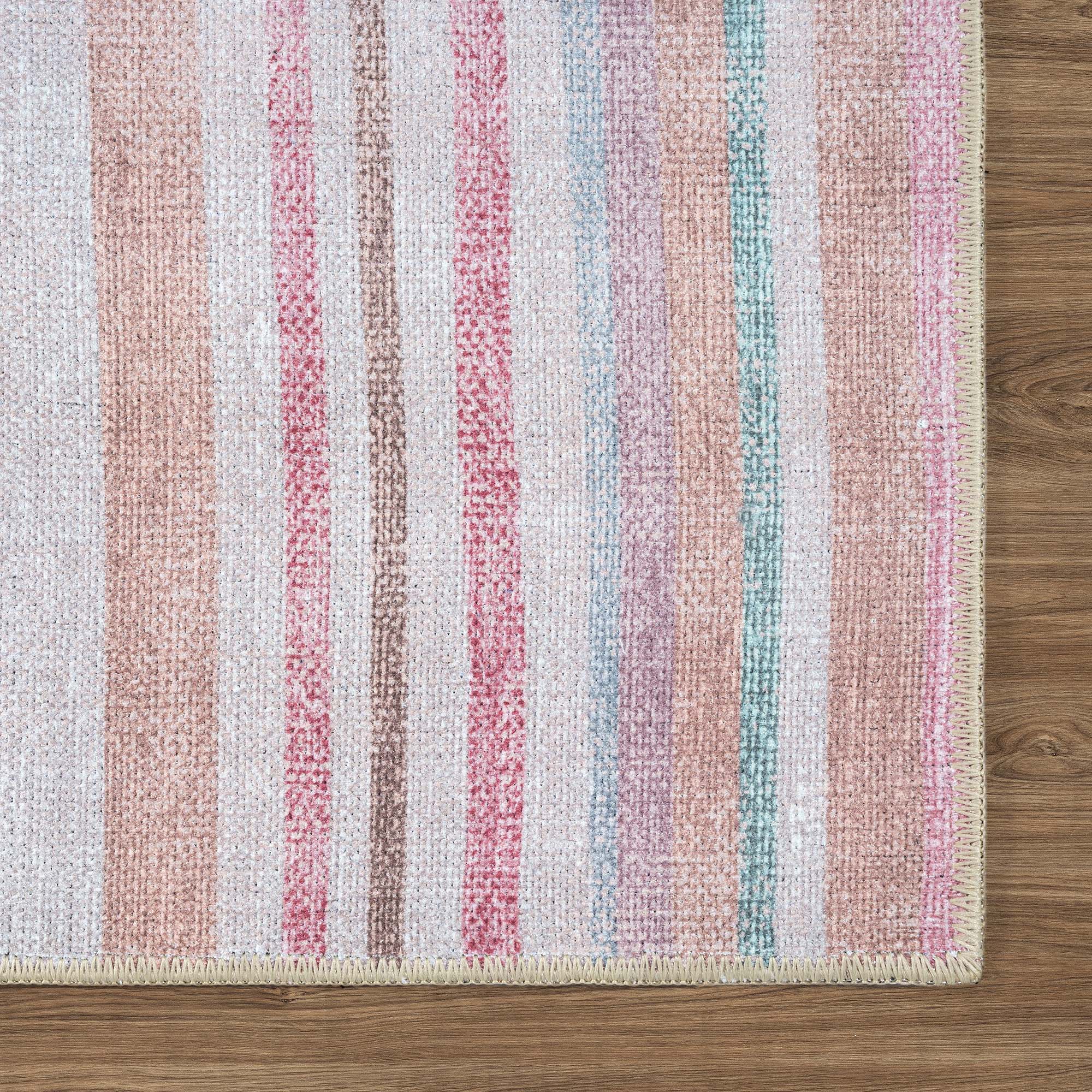 Kalia Faded Modern Turkish Striped Colorful Rug
