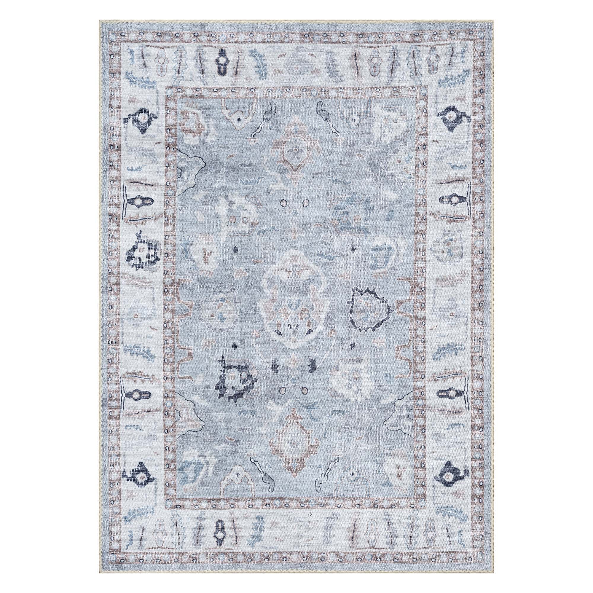 Sylvie Gray Blue Pastel Modern Oushak Rug