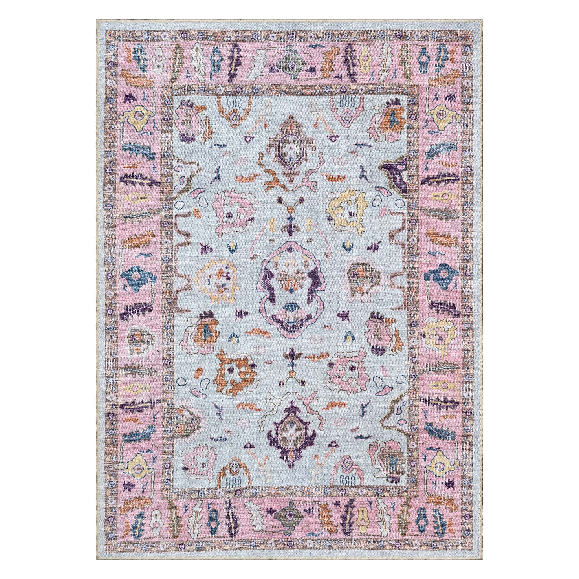 Luella Pastel Pink Cream Modern Oushak Rug