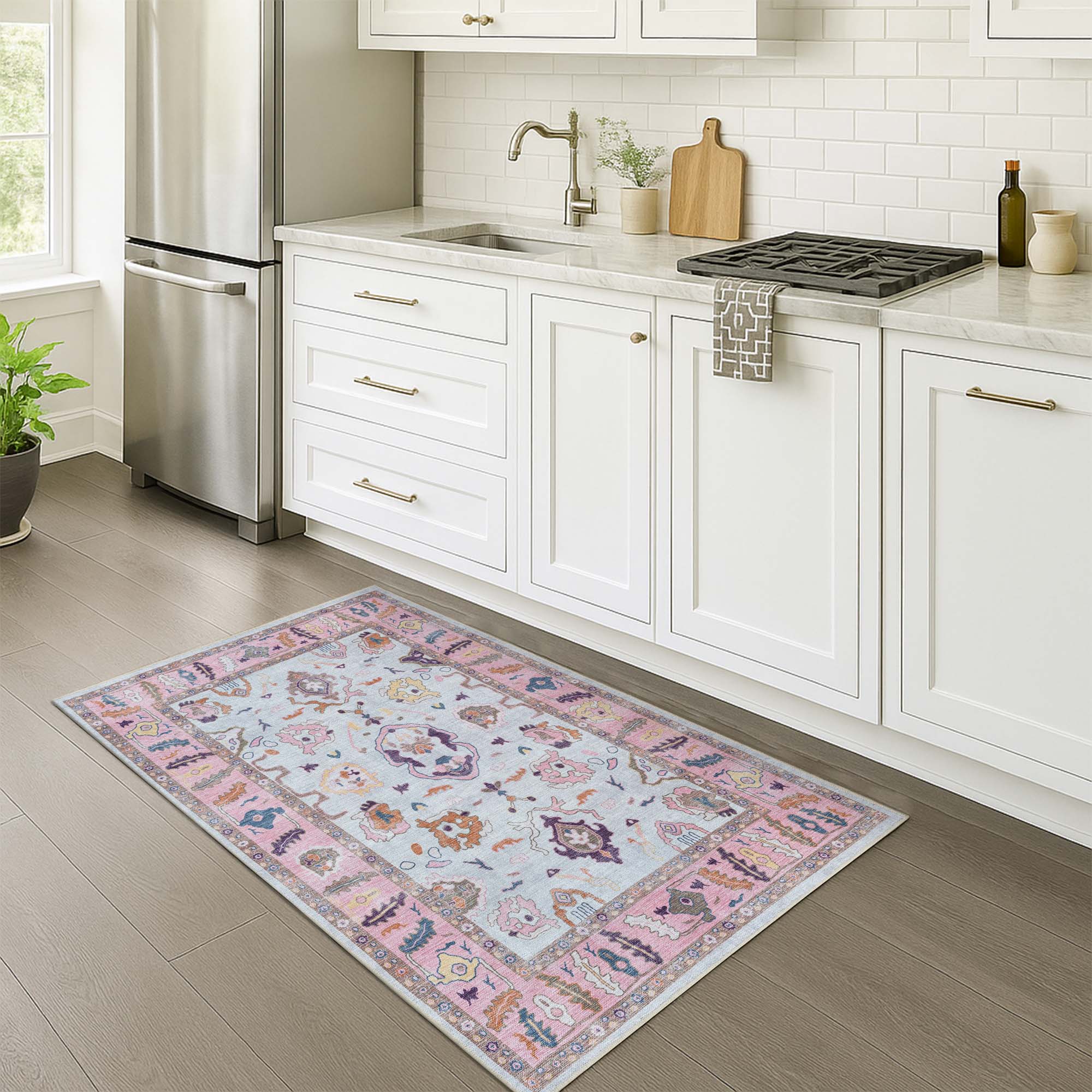 Luella Pastel Pink Cream Modern Oushak Rug