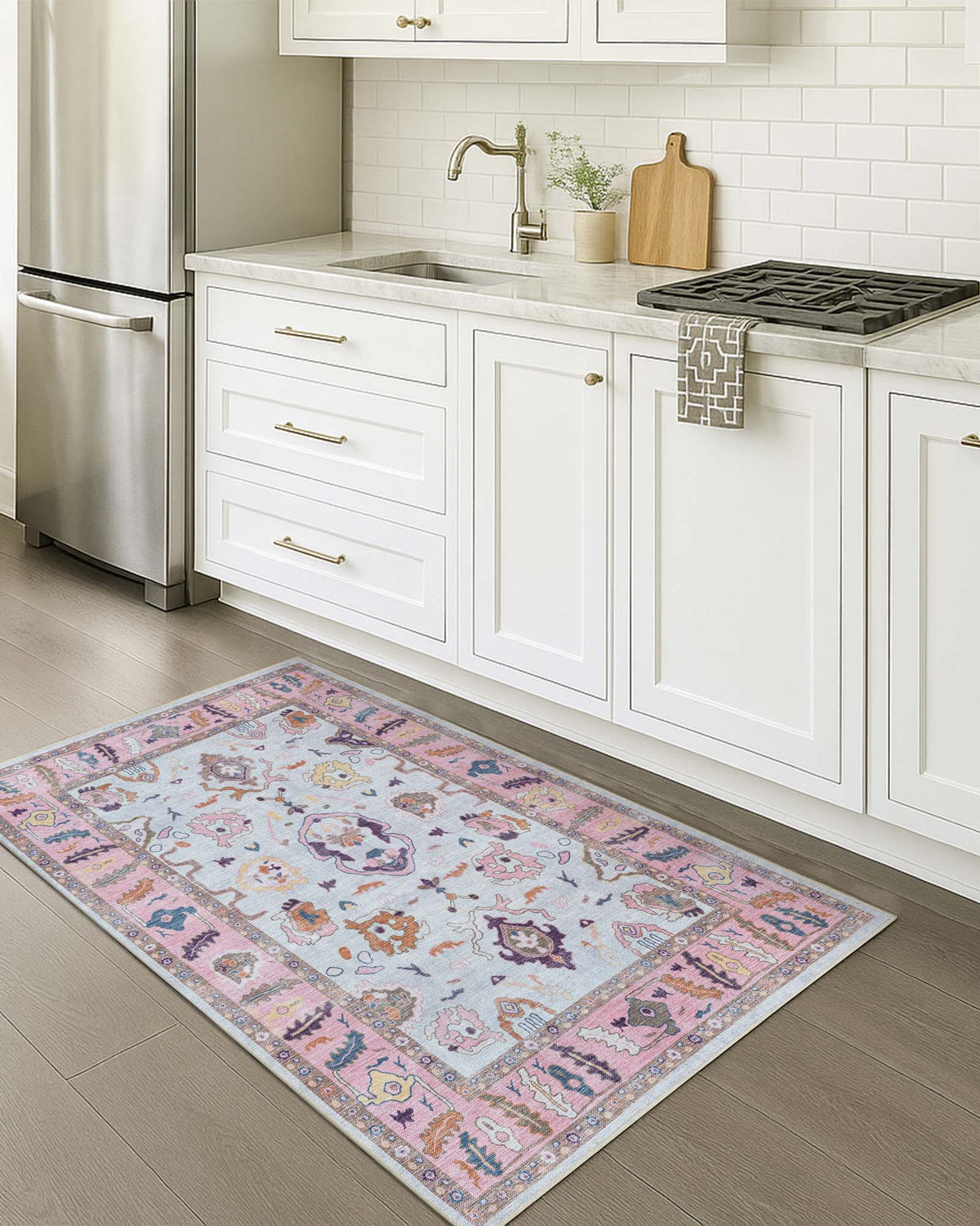Pink Bloom Rug Floral & Flower Rugs – Pink, Green & Black Botanical Designs – fame
