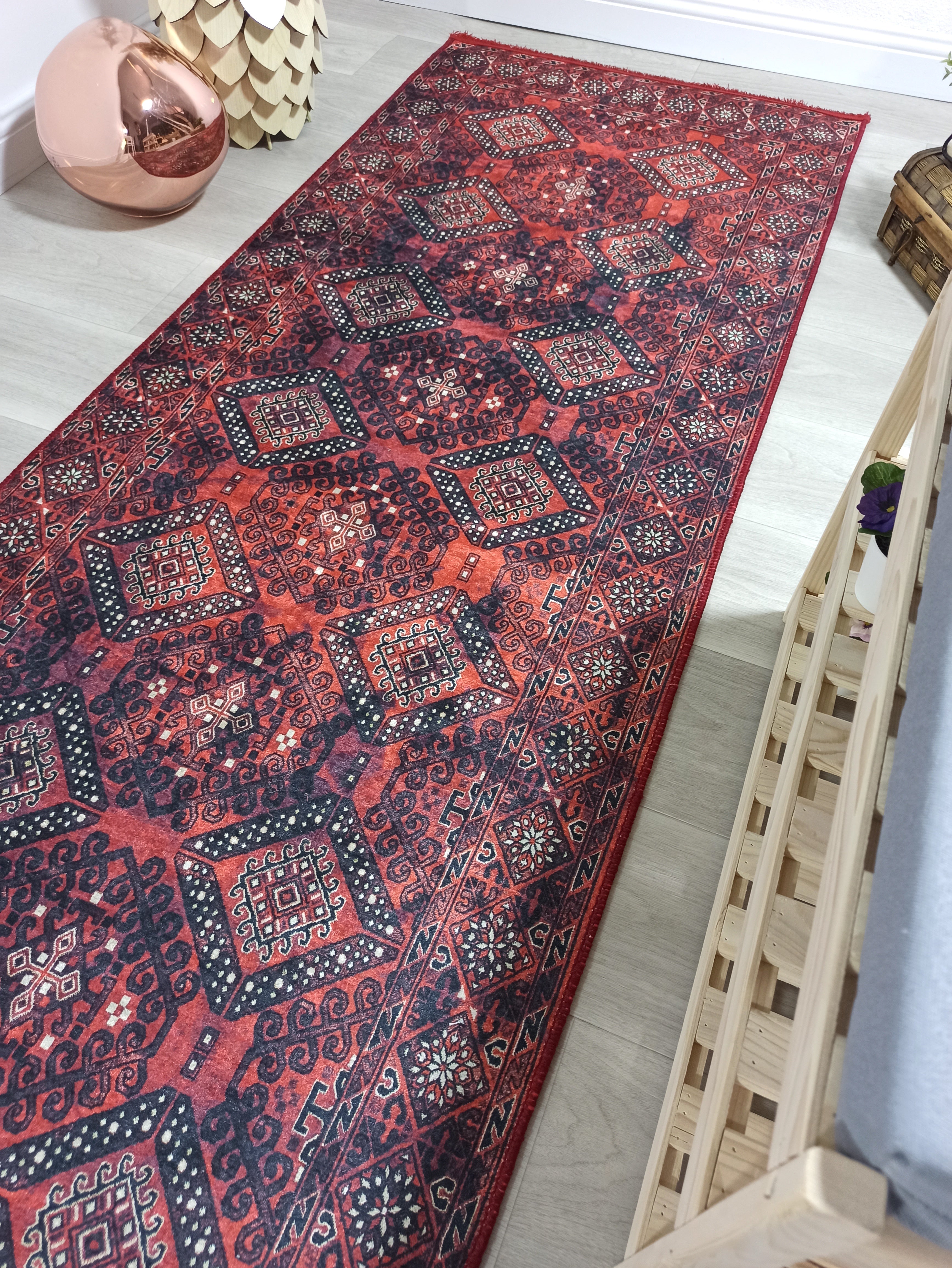 Red Turkish Vintage Runner Area Rug