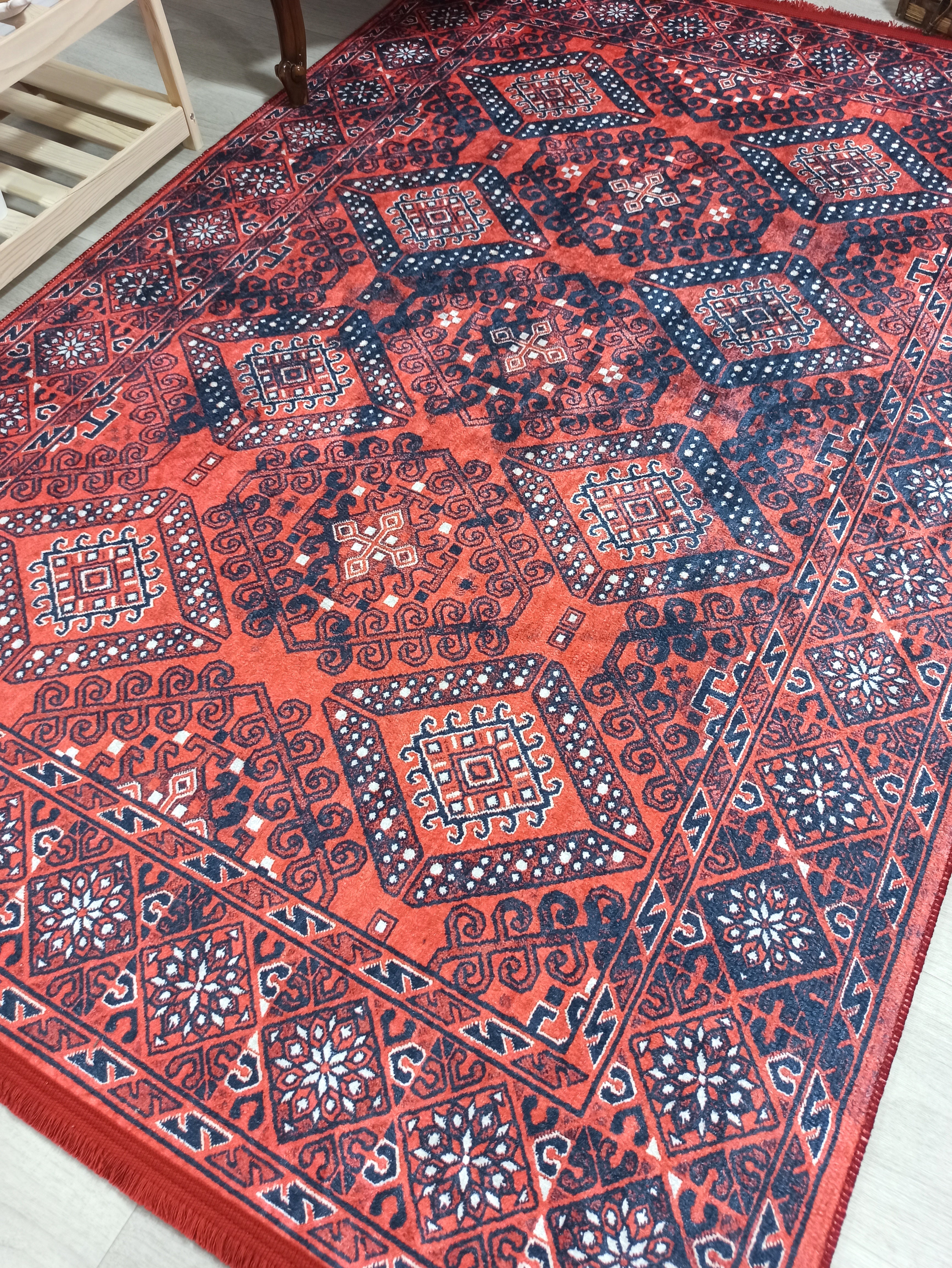 Ramsa Rug Red Navy Blue Turkish Area Rug