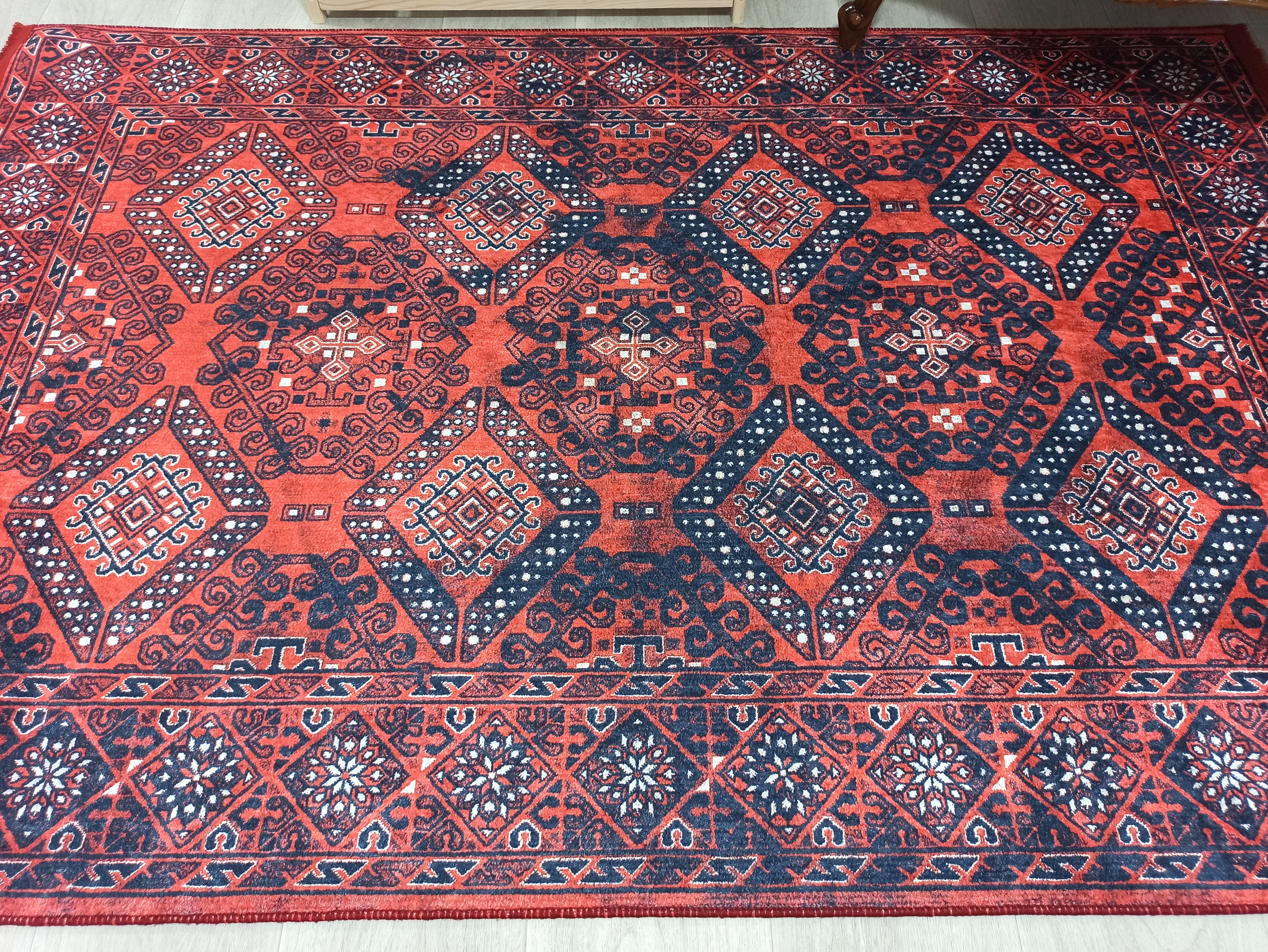Ramsa Rug Red Navy Blue Turkish Area Rug