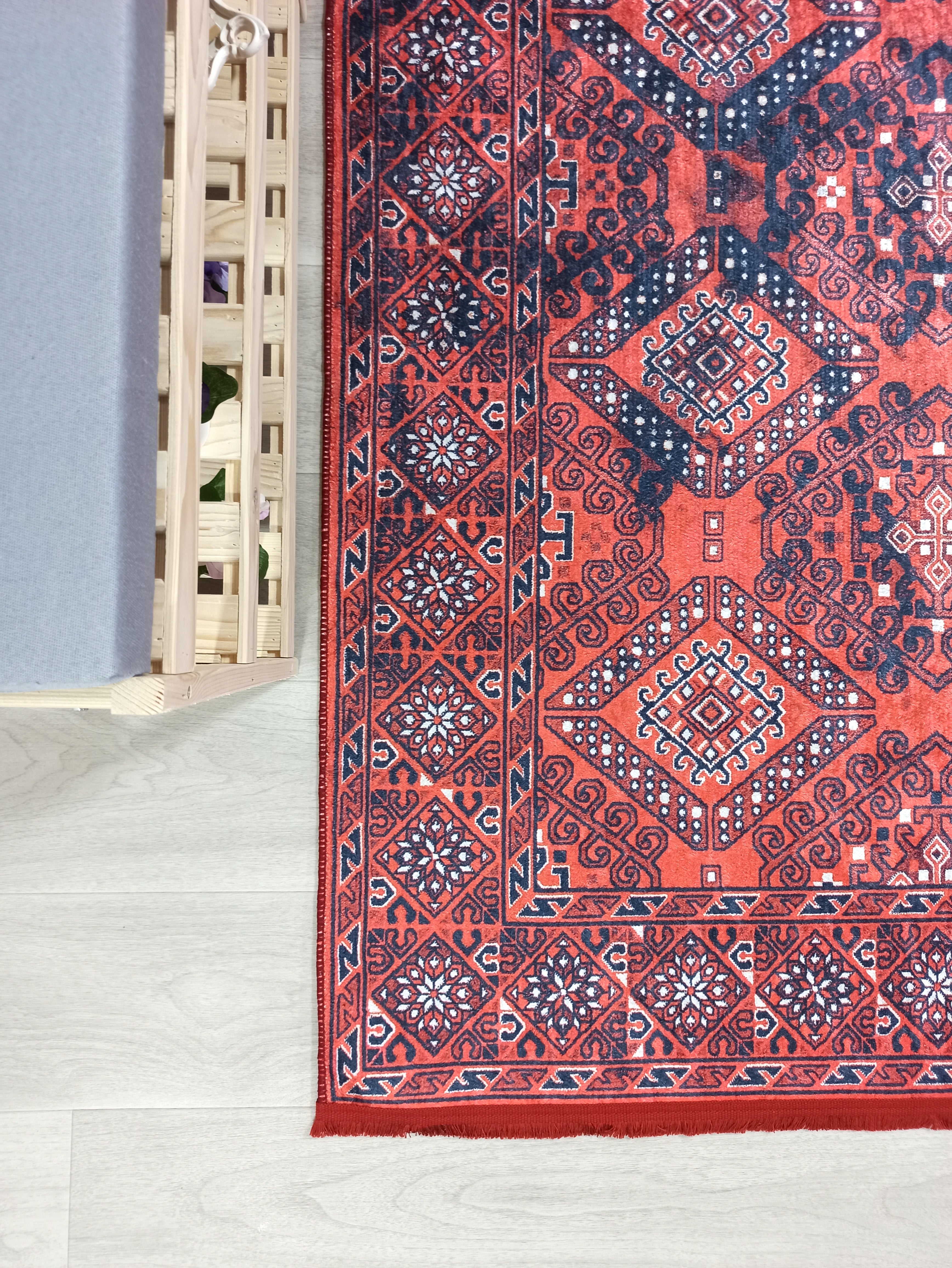 Ramsa Rug Red Navy Blue Turkish Area Rug