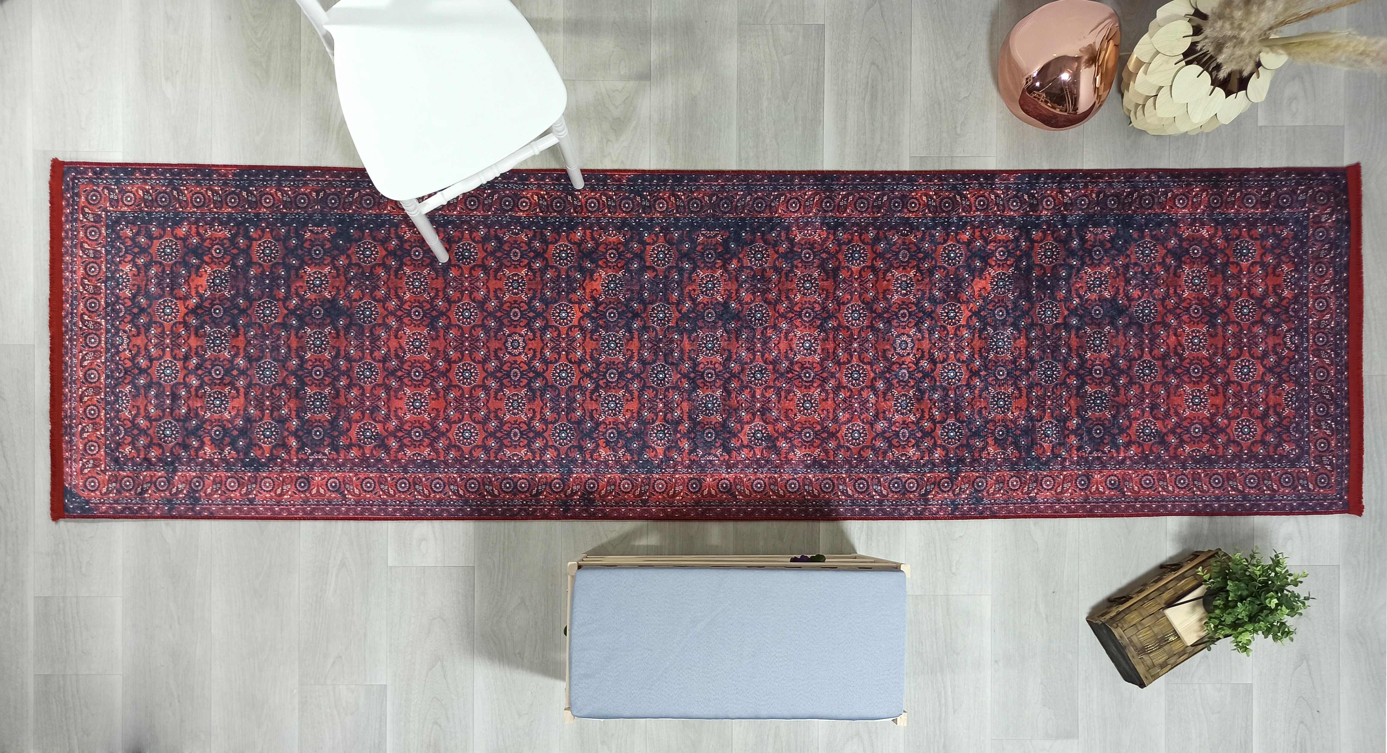 Red Persian Heriz Vintage Style Runner & Rug