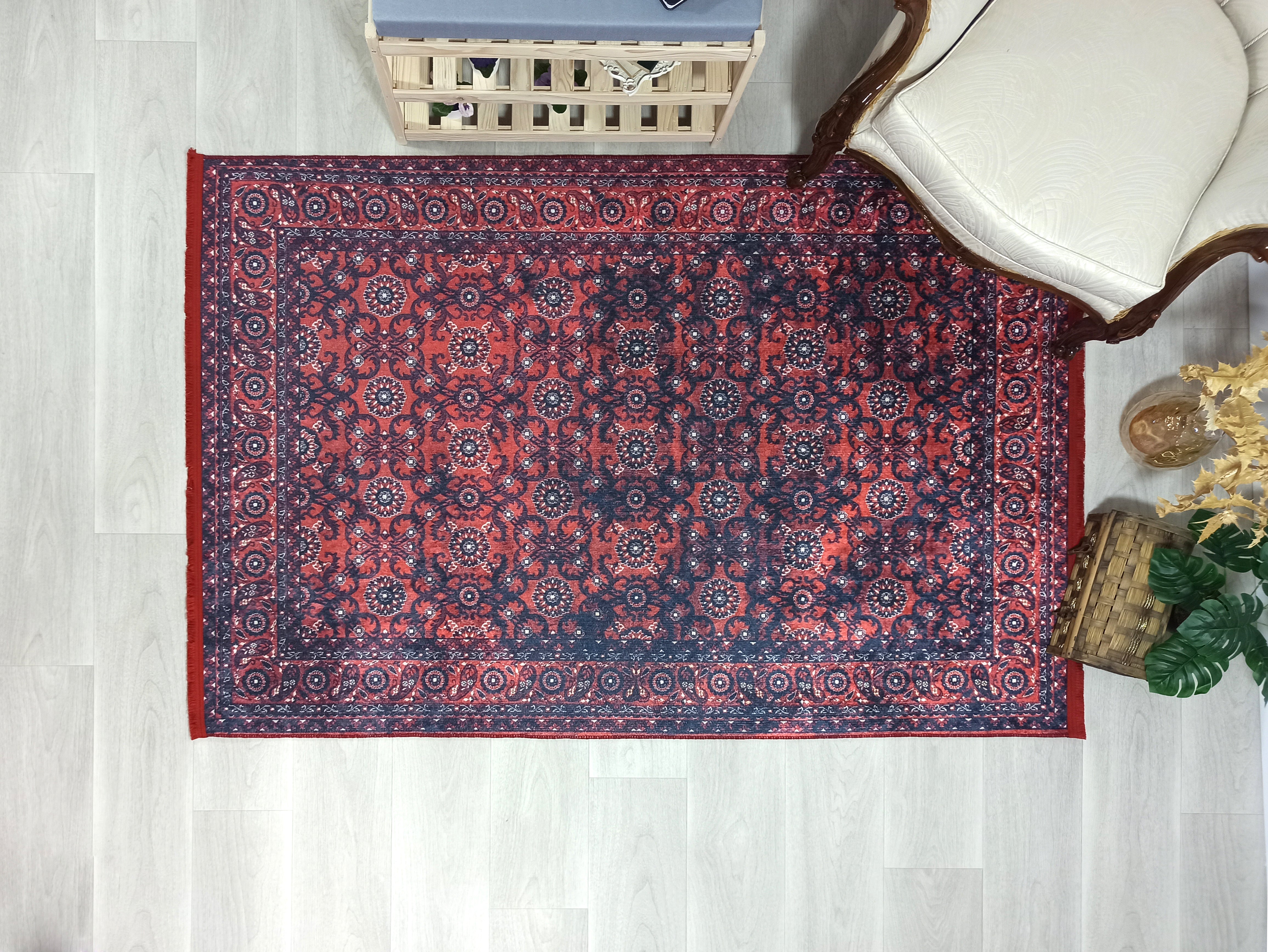 Red Persian Heriz Vintage Style Runner & Rug