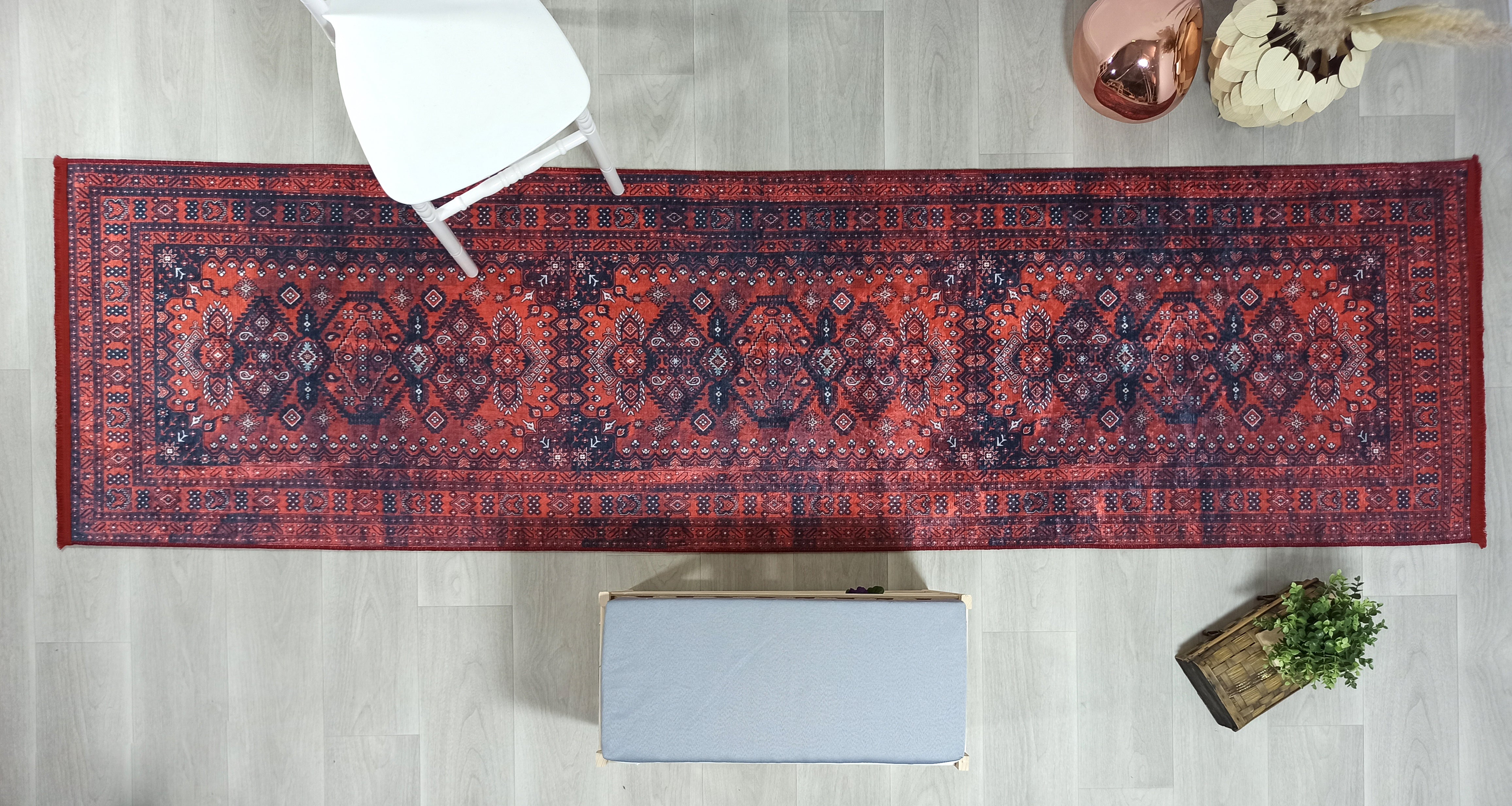 Turkish Central Medallion Burgundy Claret Red Rug