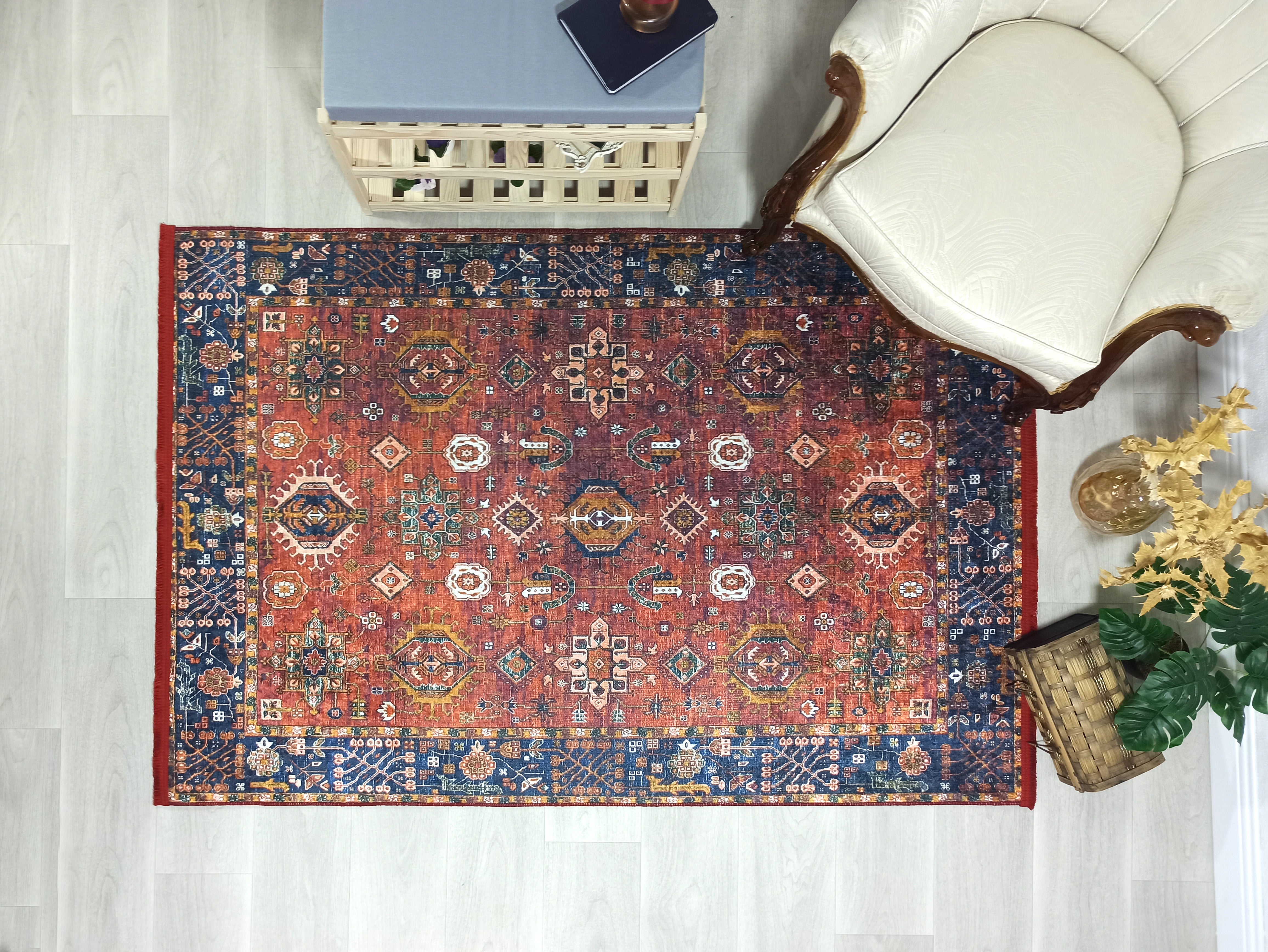 Red Turkish Vintage Traditional Carpet Modern Floor Decor Rug