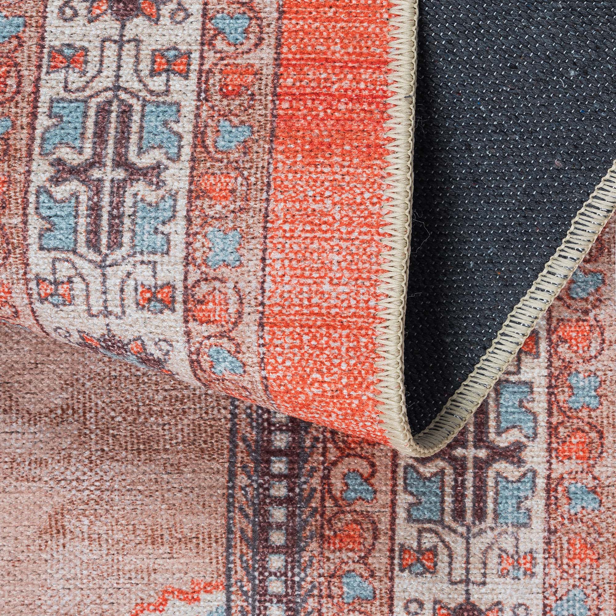 Christelle Warm Orange Beige Turkish Vintage Rug