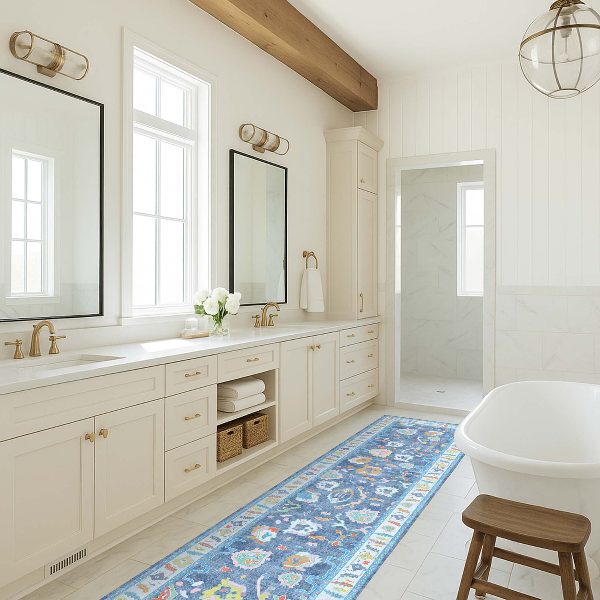 Adeline Pastel Blue Modern Oushak Rug