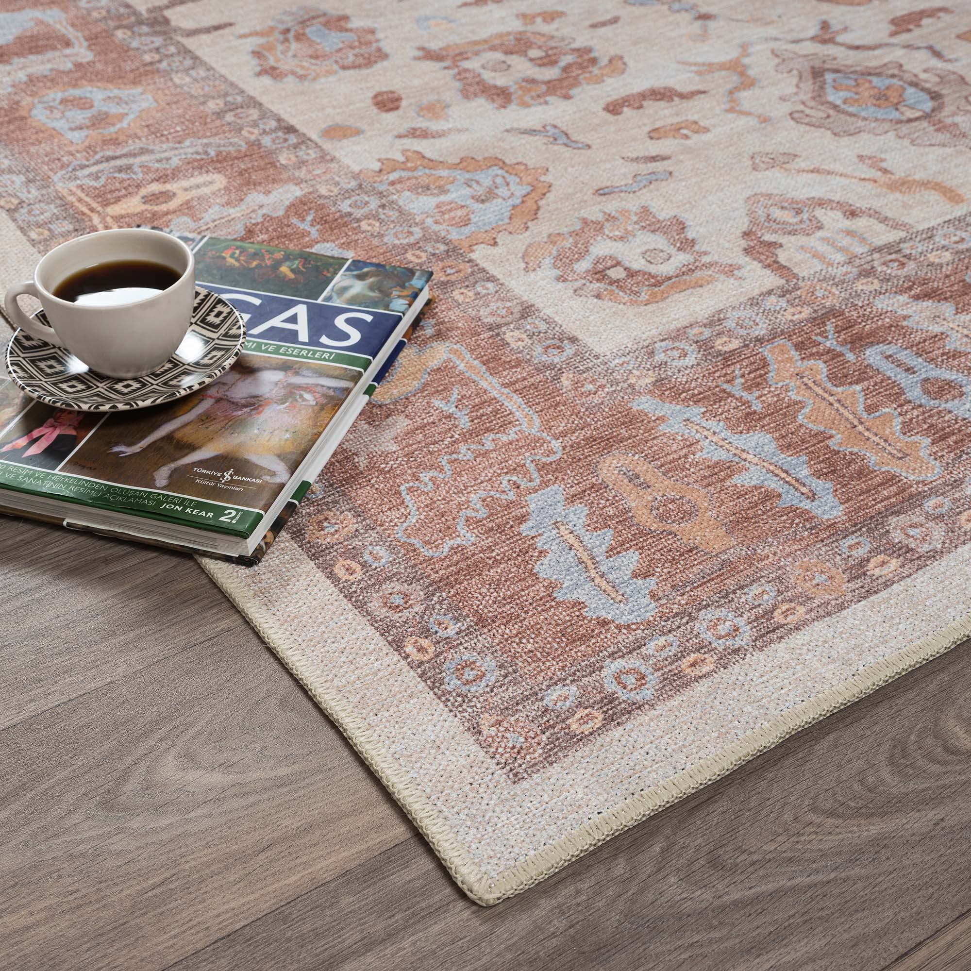 Anais Boho Brown Ivory Modern Oushak Rug