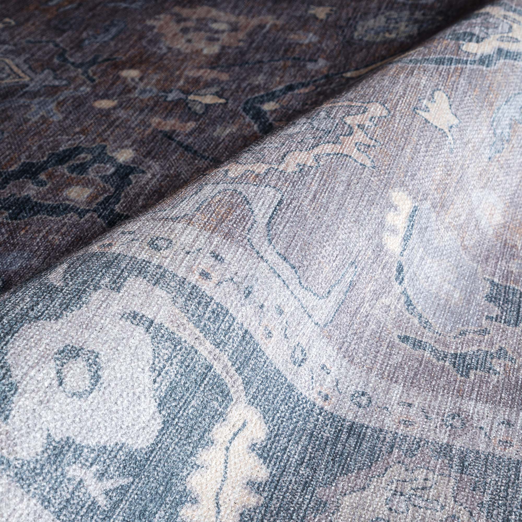 Ruya Gray Blue Modern Oushak Rug