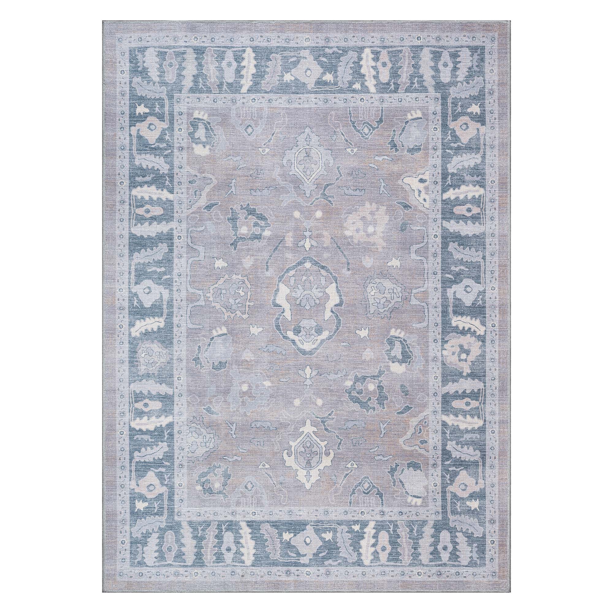 Ruya Gray Blue Modern Oushak Rug
