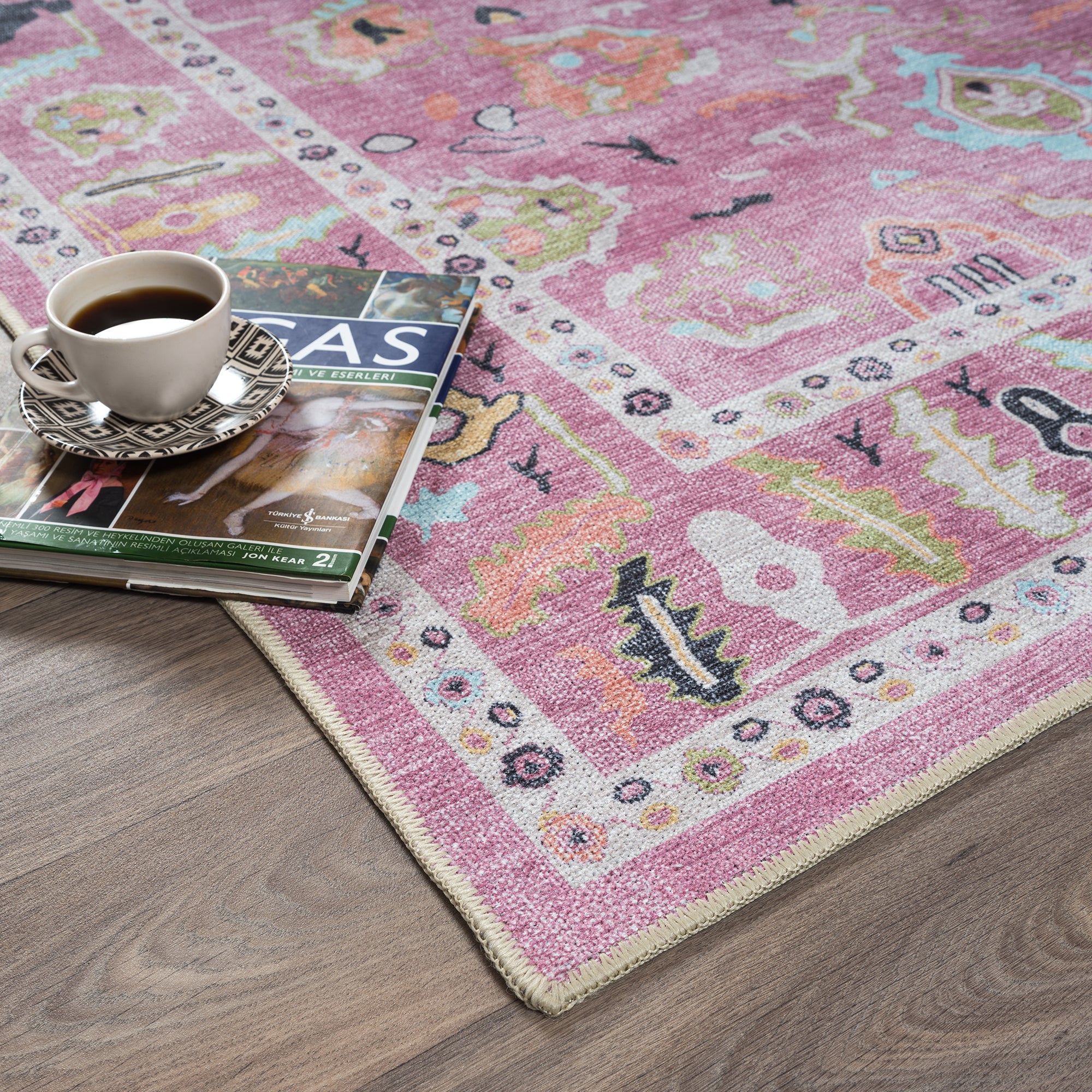 Elira Pink Pink Modern Oushak Rug
