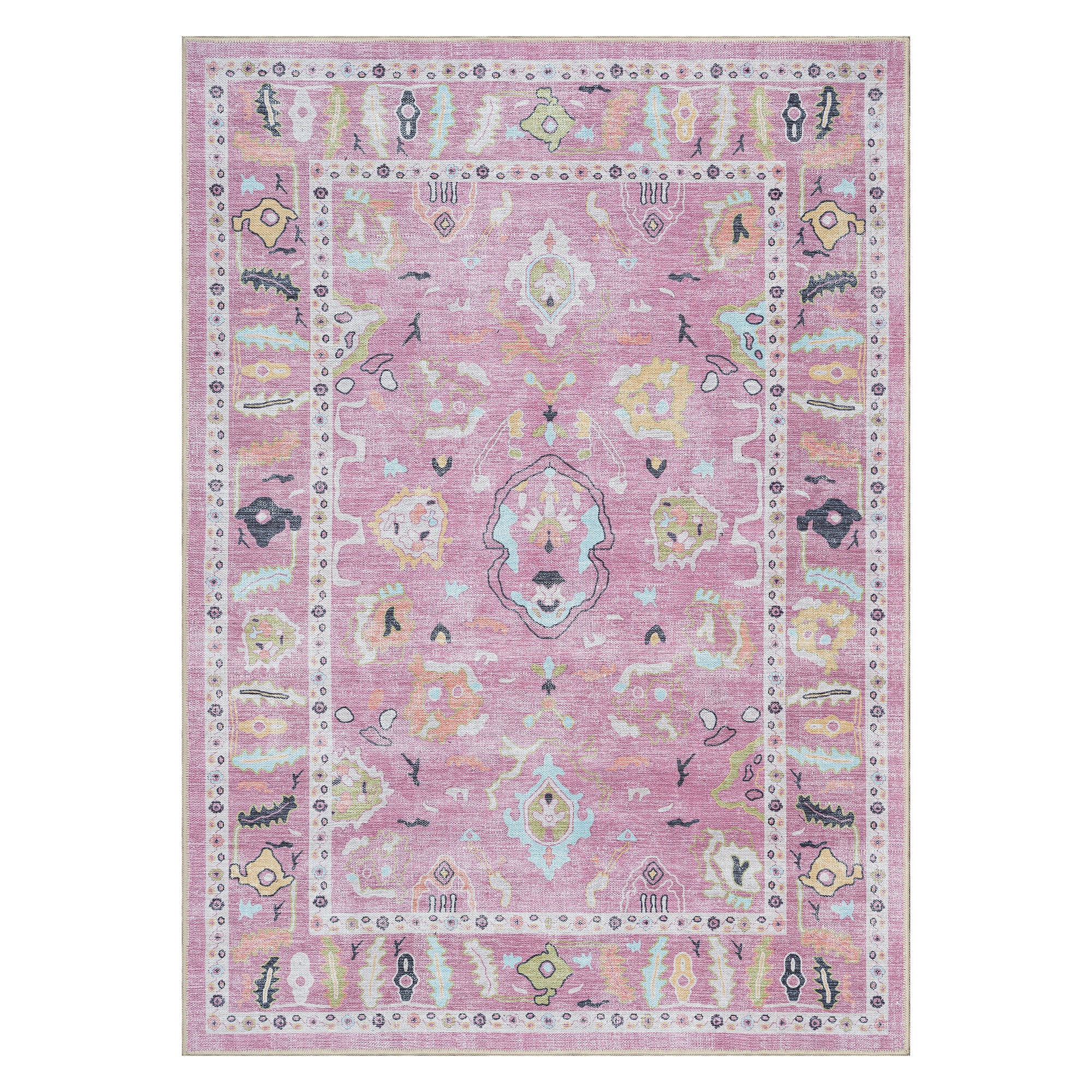 Elira Pink Pink Modern Oushak Rug