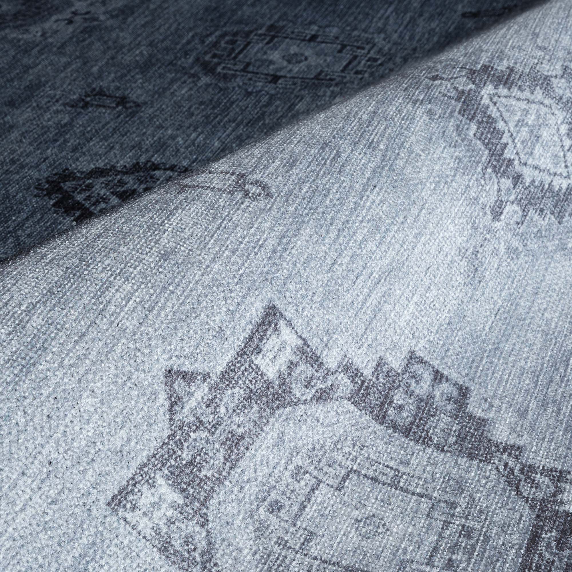 Ruba Neutral Silver Gray Antique Oushak Rug