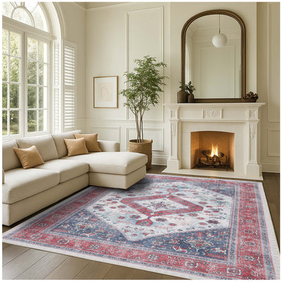 Sandrine Blue Orange Serapi Antique Persian Rug