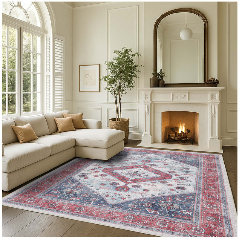 Sandrine Blue Orange Serapi Antique Persian Rug