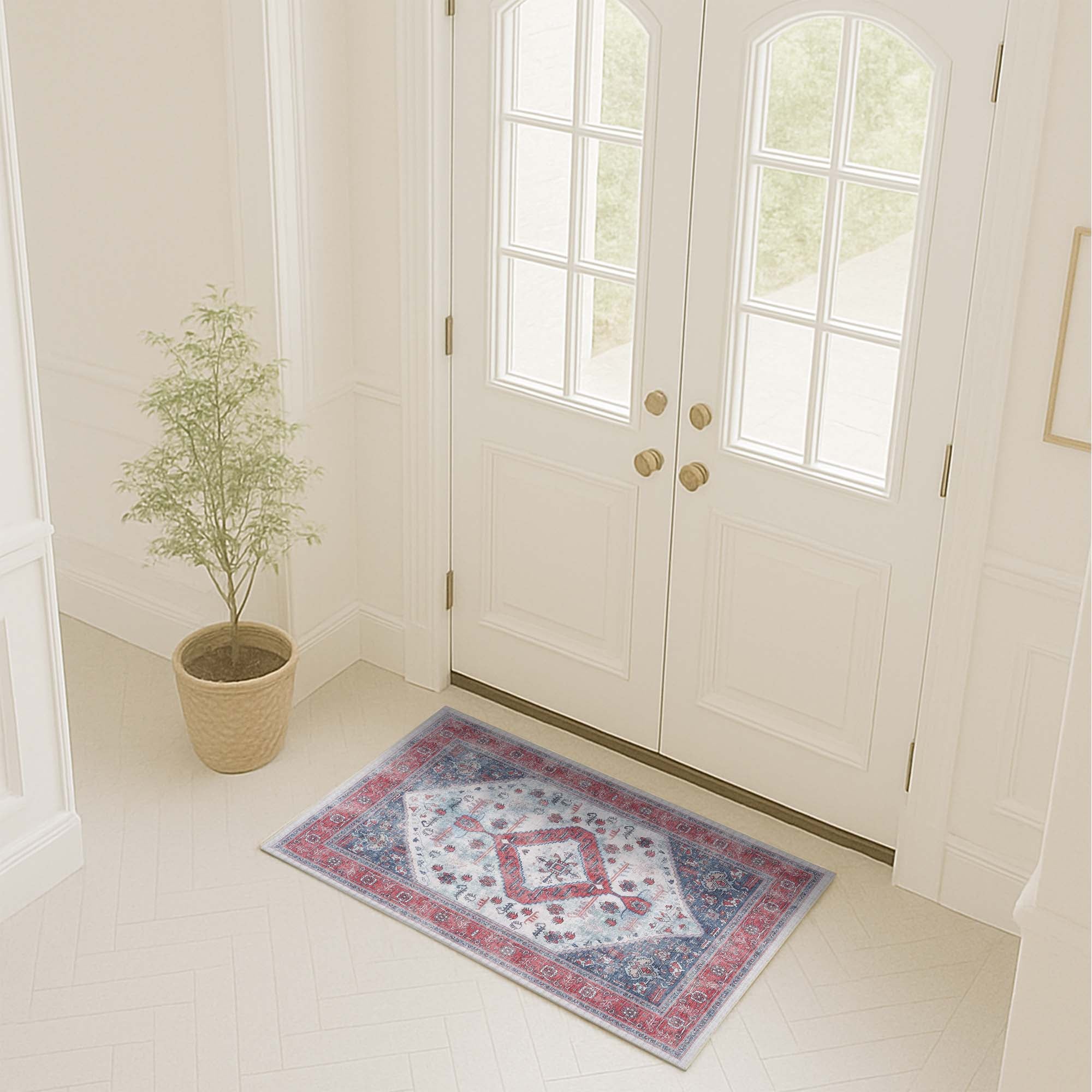 Sandrine Blue Orange Serapi Antique Persian Rug